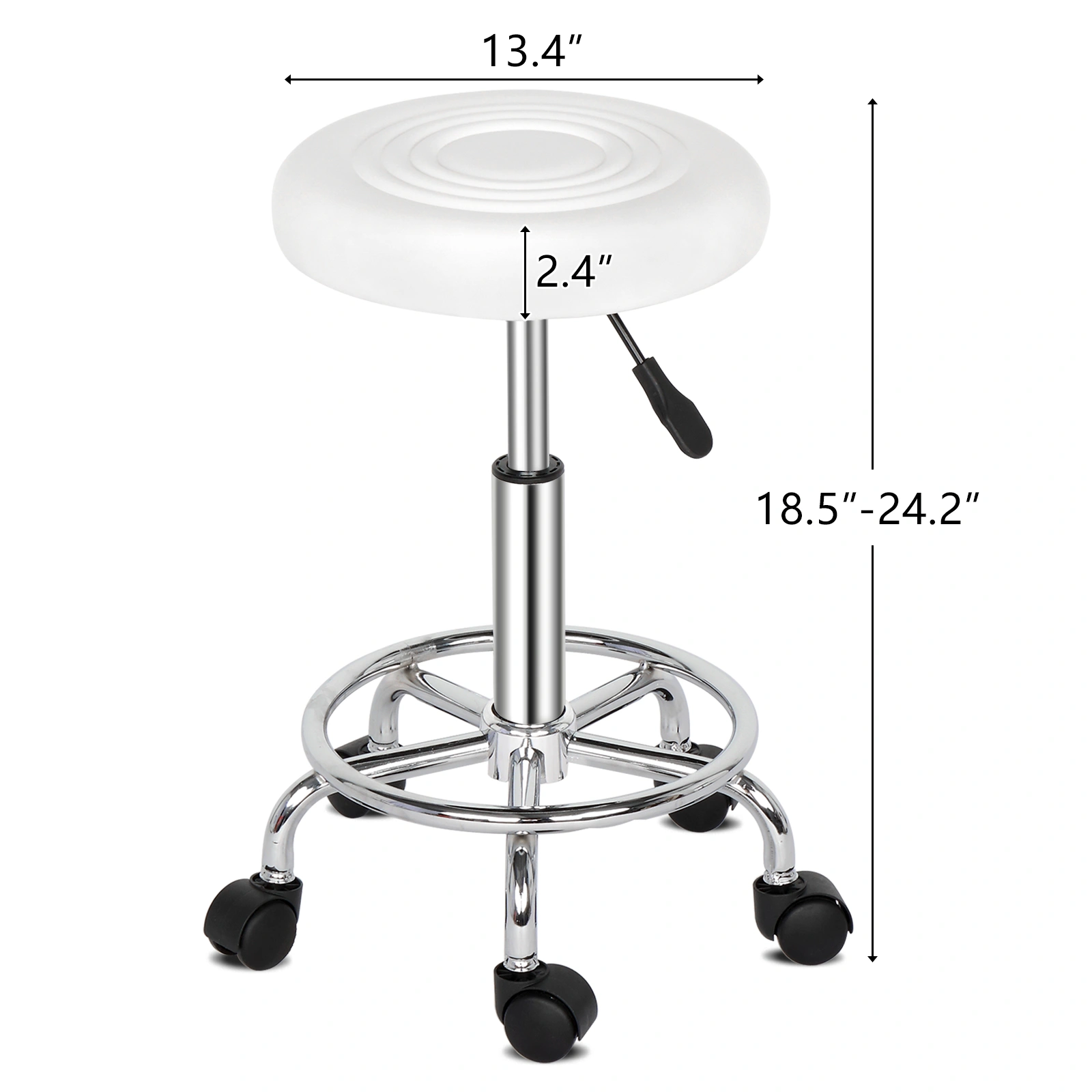 Round Stool with Lines Rotation Bar Stool White view 25