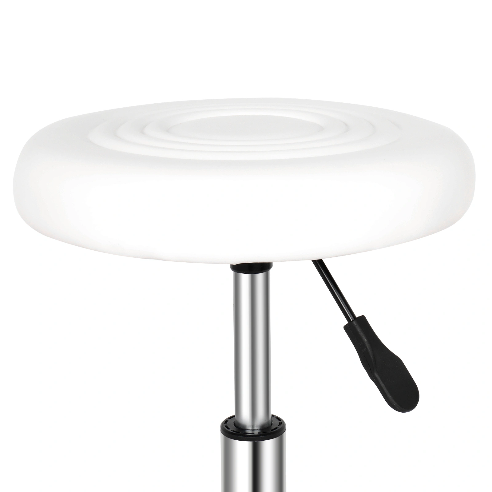Round Stool with Lines Rotation Bar Stool White view 5