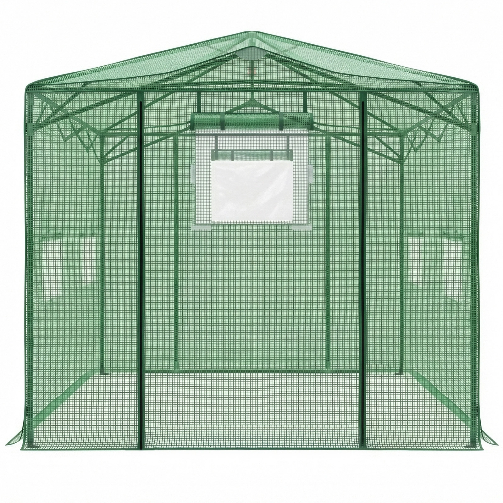 8*12ft Plastic Sprayed Iron Pipe PE Mesh Foldable Greenhouse Shed Green view 9