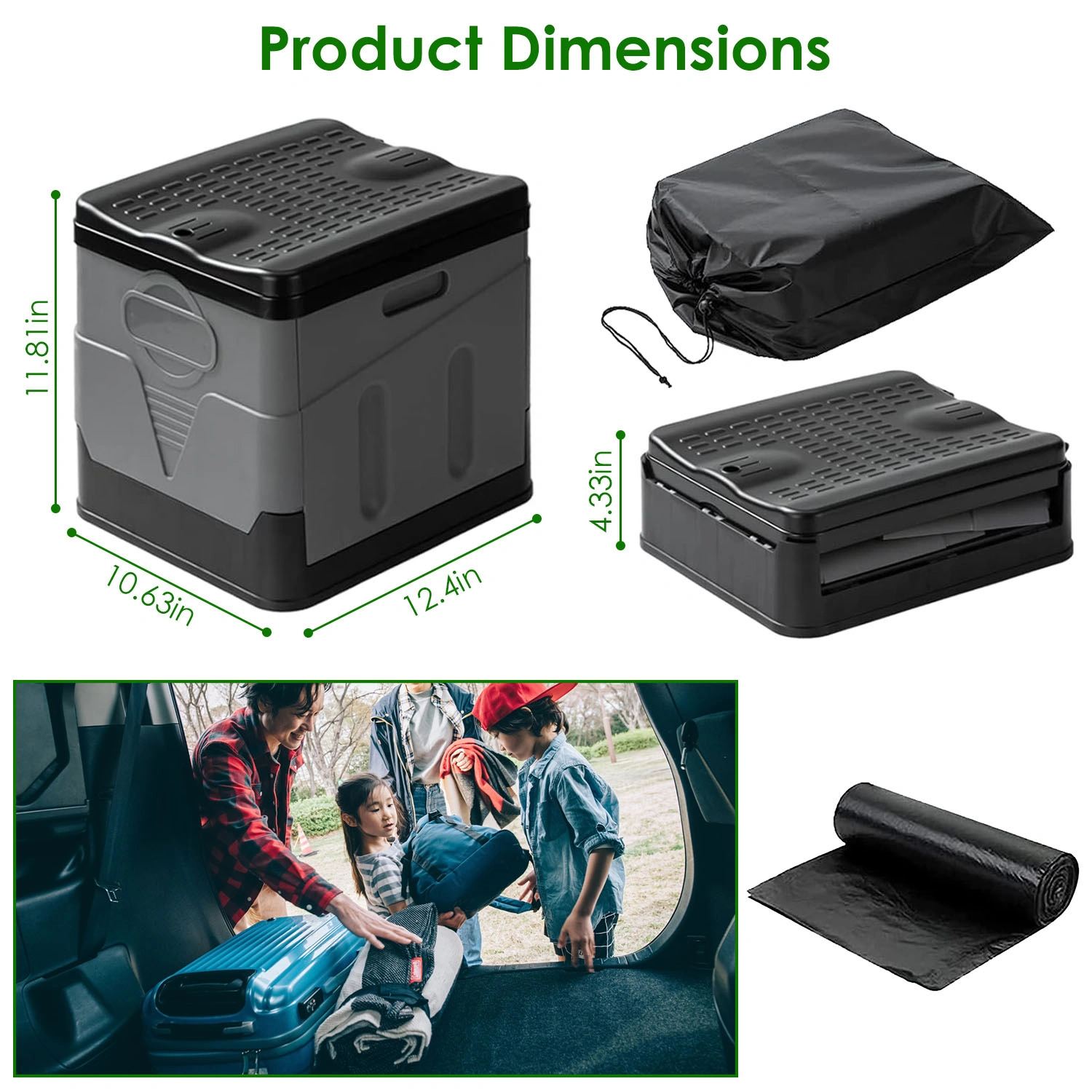 Portable Toilet with Carry Bag Foldable Emergency Toilet with Lid Trash Bags Camping Toilet Foldable Toilet for Car Indoor Outdoor Commode Travel Toilet Portable Toilet for Camping,Tent,Hiking,Boating view 11