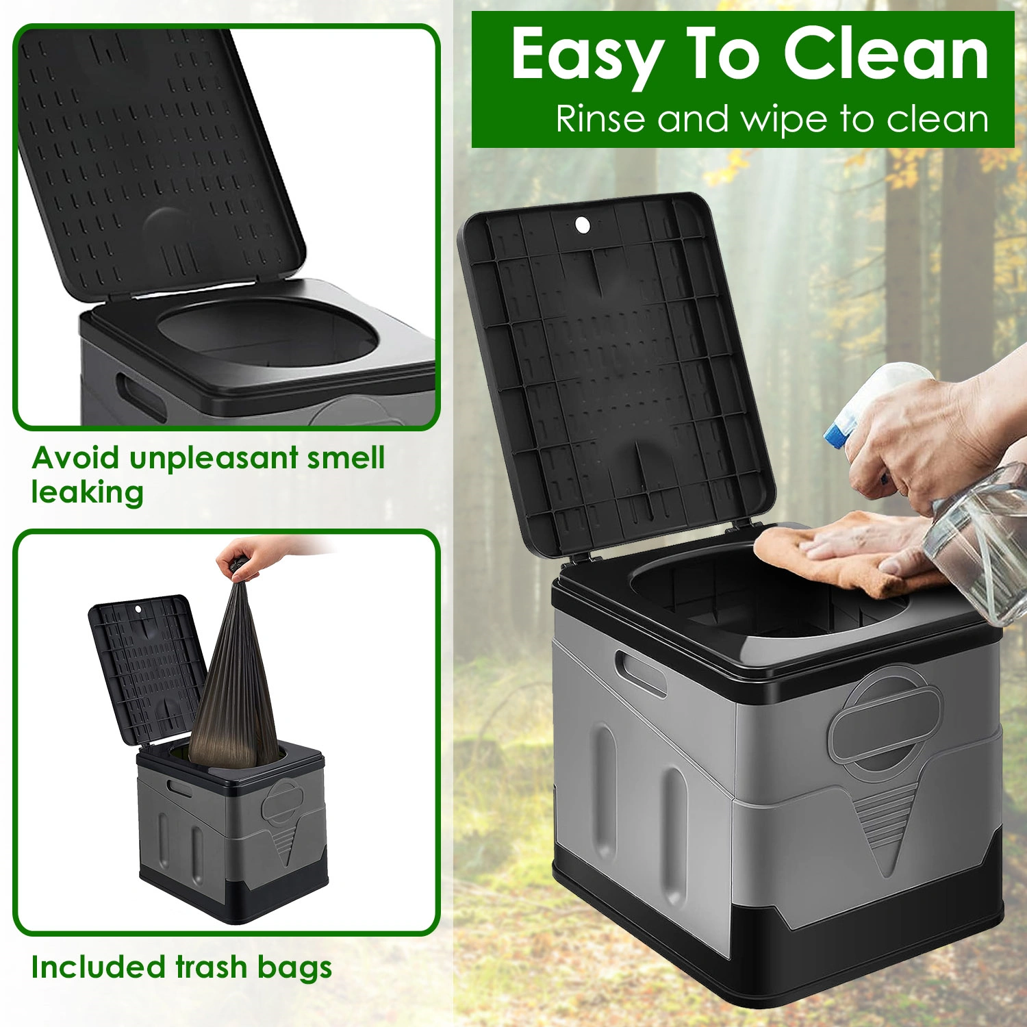 Portable Toilet with Carry Bag Foldable Emergency Toilet with Lid Trash Bags Camping Toilet Foldable Toilet for Car Indoor Outdoor Commode Travel Toilet Portable Toilet for Camping,Tent,Hiking,Boating view 3