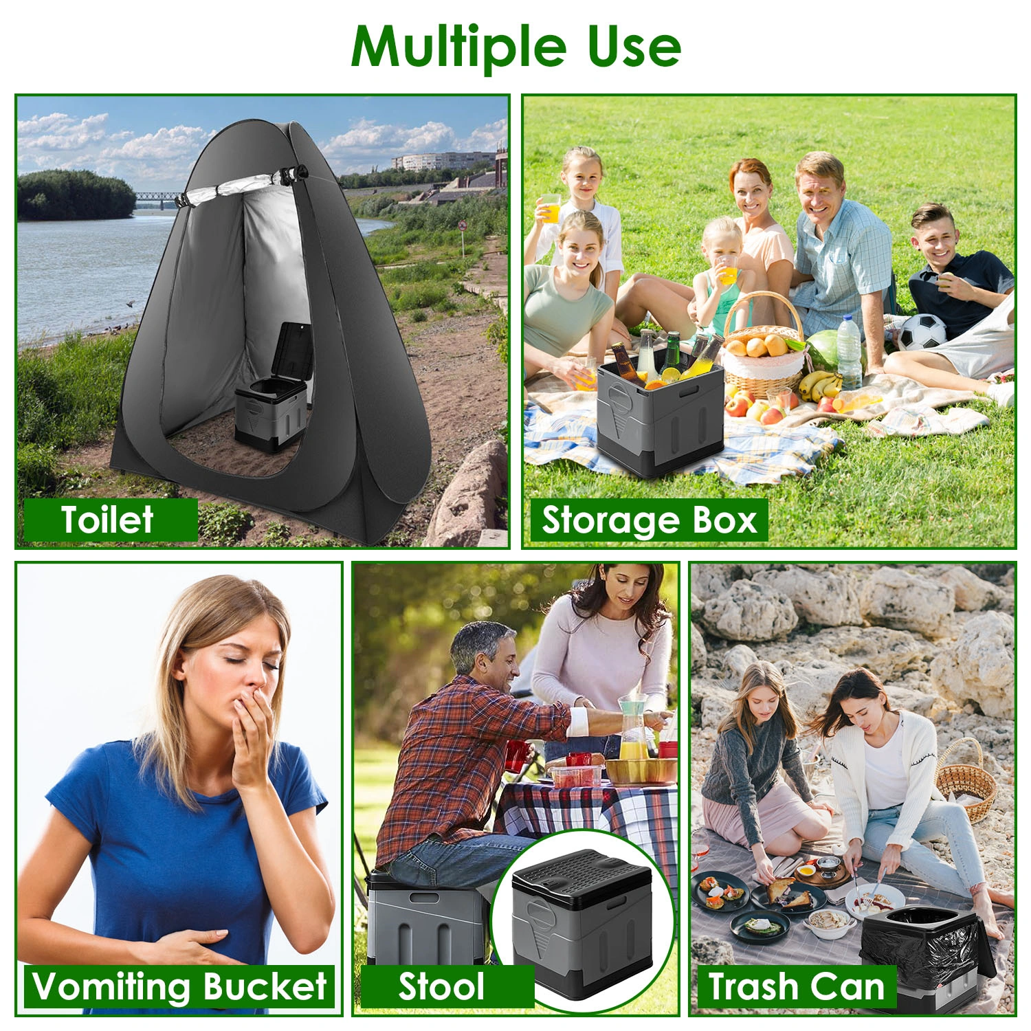 Portable Toilet with Carry Bag Foldable Emergency Toilet with Lid Trash Bags Camping Toilet Foldable Toilet for Car Indoor Outdoor Commode Travel Toilet Portable Toilet for Camping,Tent,Hiking,Boating view 7