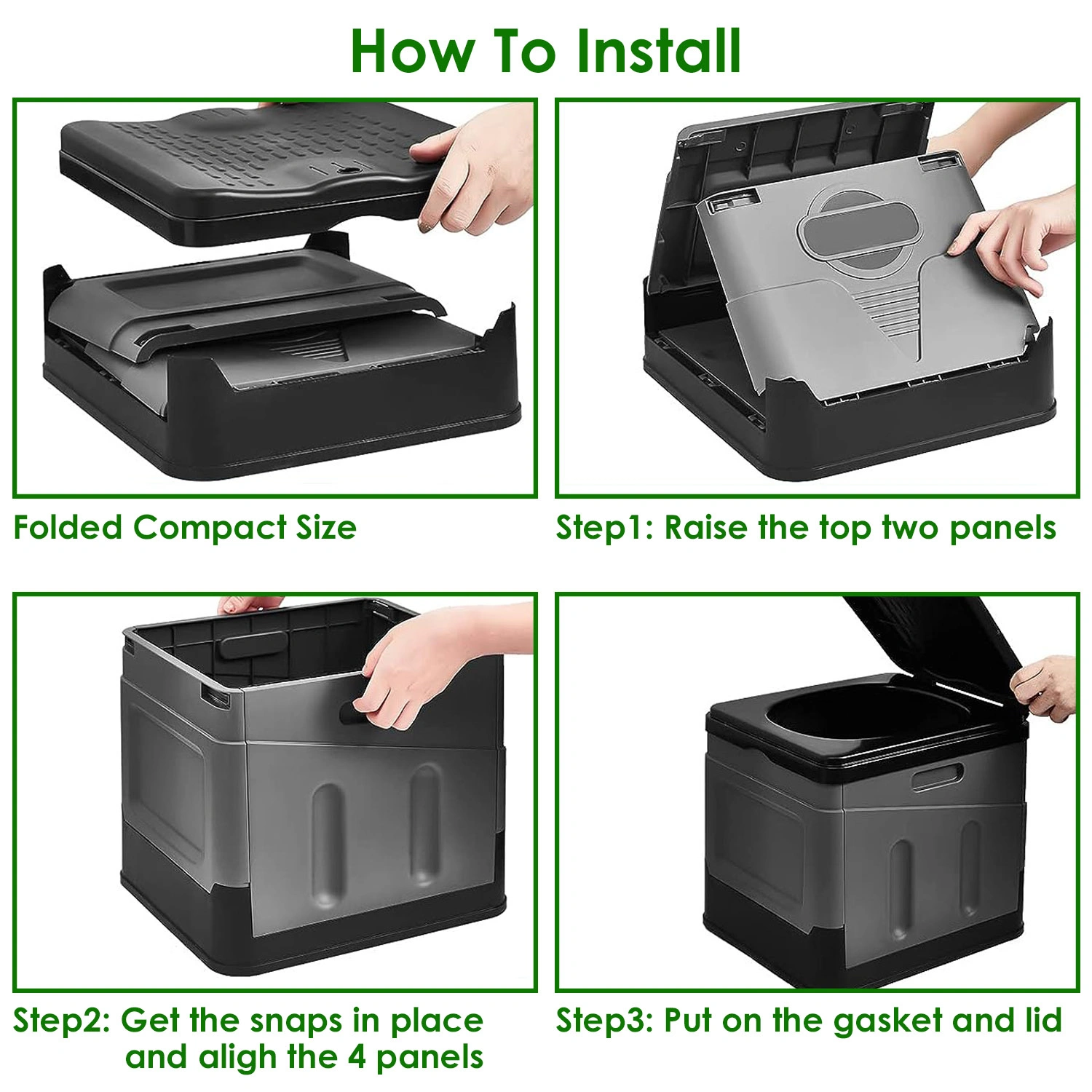 Portable Toilet with Carry Bag Foldable Emergency Toilet with Lid Trash Bags Camping Toilet Foldable Toilet for Car Indoor Outdoor Commode Travel Toilet Portable Toilet for Camping,Tent,Hiking,Boating view 8