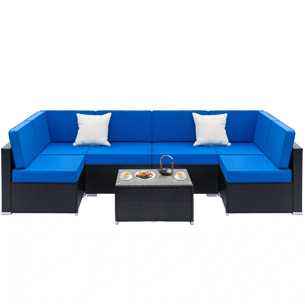 Fully Equipped Weaving Rattan Sofa Set with 1pcs Corner Sofas & 1pcs Single Sofas - Woven Rattan