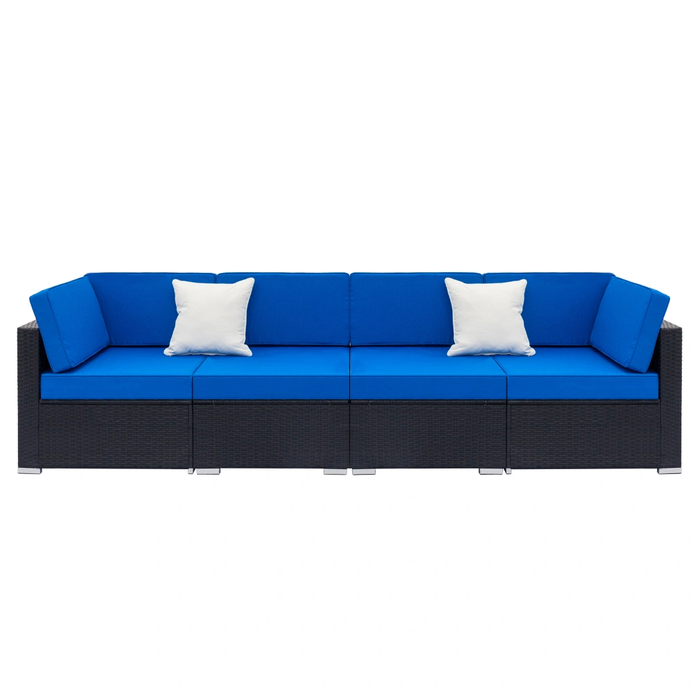 Black Woven Rattan Sofa Set 2-Piece, 1 Corner Sofa 1 Single Sofa, Outdoor Garden Patio Furniture view 2