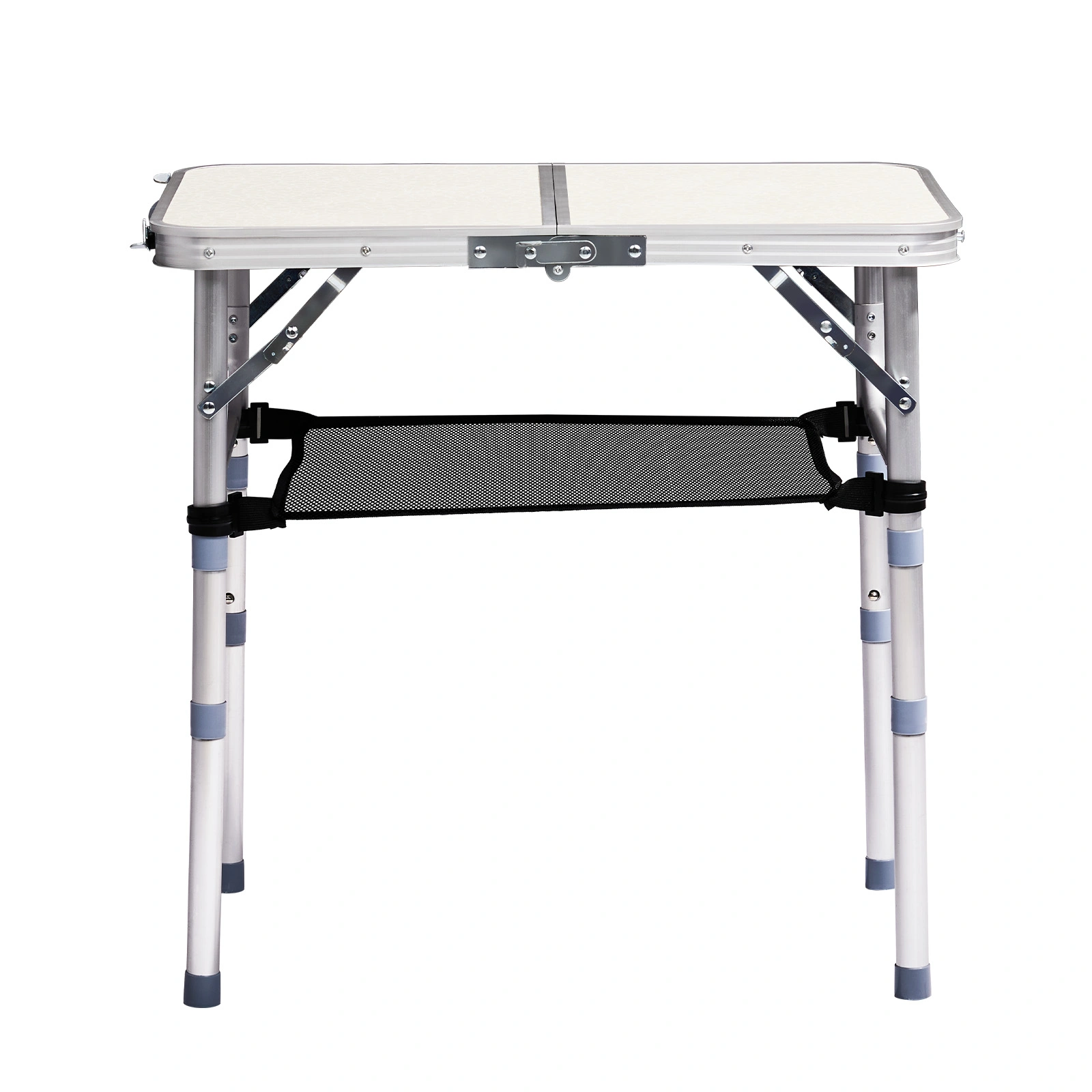 Outdoor Folding Camping Table, 2ft Portable Pinic Table with 3 Adjustable Height, Small Aluminum Foldable Lightweight Patio Side Table with Carry Handle for Outdoor Indoor Hiking Camp BBQ Beach, White view 2