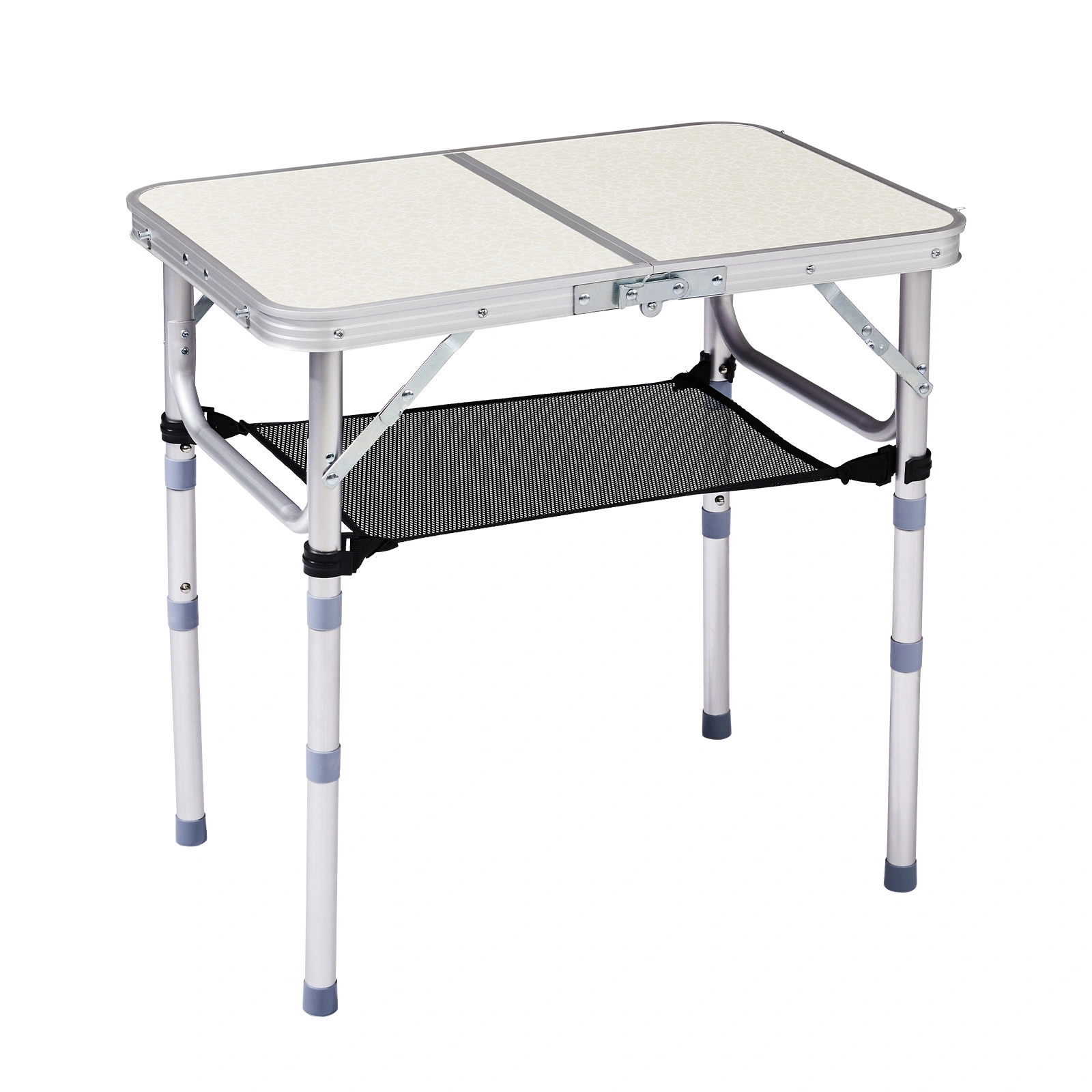 Outdoor Folding Camping Table, 2ft Portable Pinic Table with 3 Adjustable Height, Small Aluminum Foldable Lightweight Patio Side Table with Carry Handle for Outdoor Indoor Hiking Camp BBQ Beach, White view 3