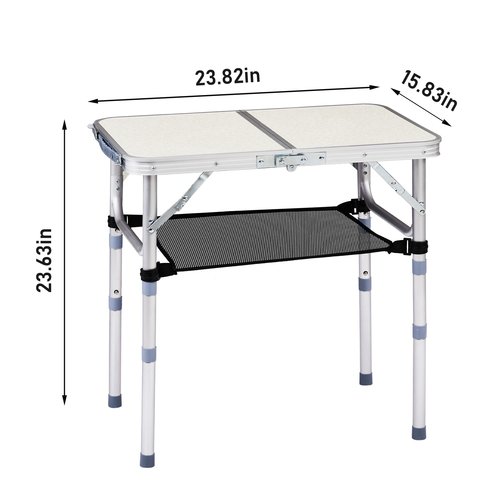 Outdoor Folding Camping Table, 2ft Portable Pinic Table with 3 Adjustable Height, Small Aluminum Foldable Lightweight Patio Side Table with Carry Handle for Outdoor Indoor Hiking Camp BBQ Beach, White view 6