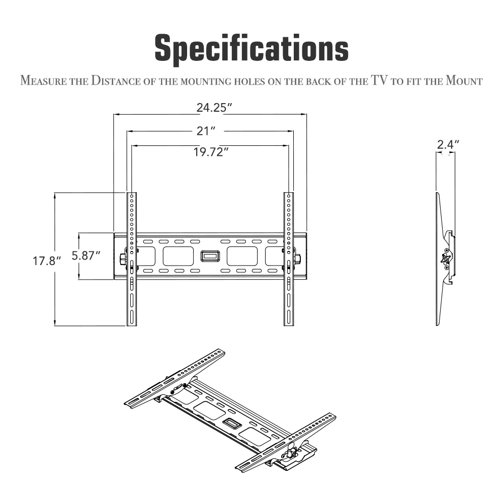 TMW600 32-70 Inch Flat Tilting TV Wall Mount Bracket with Built-in Spirit Level Full Motion view 14