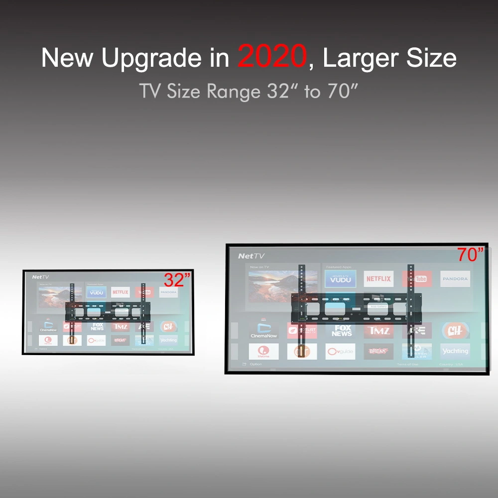 TMW600 32-70 Inch Flat Tilting TV Wall Mount Bracket with Built-in Spirit Level Full Motion view 3