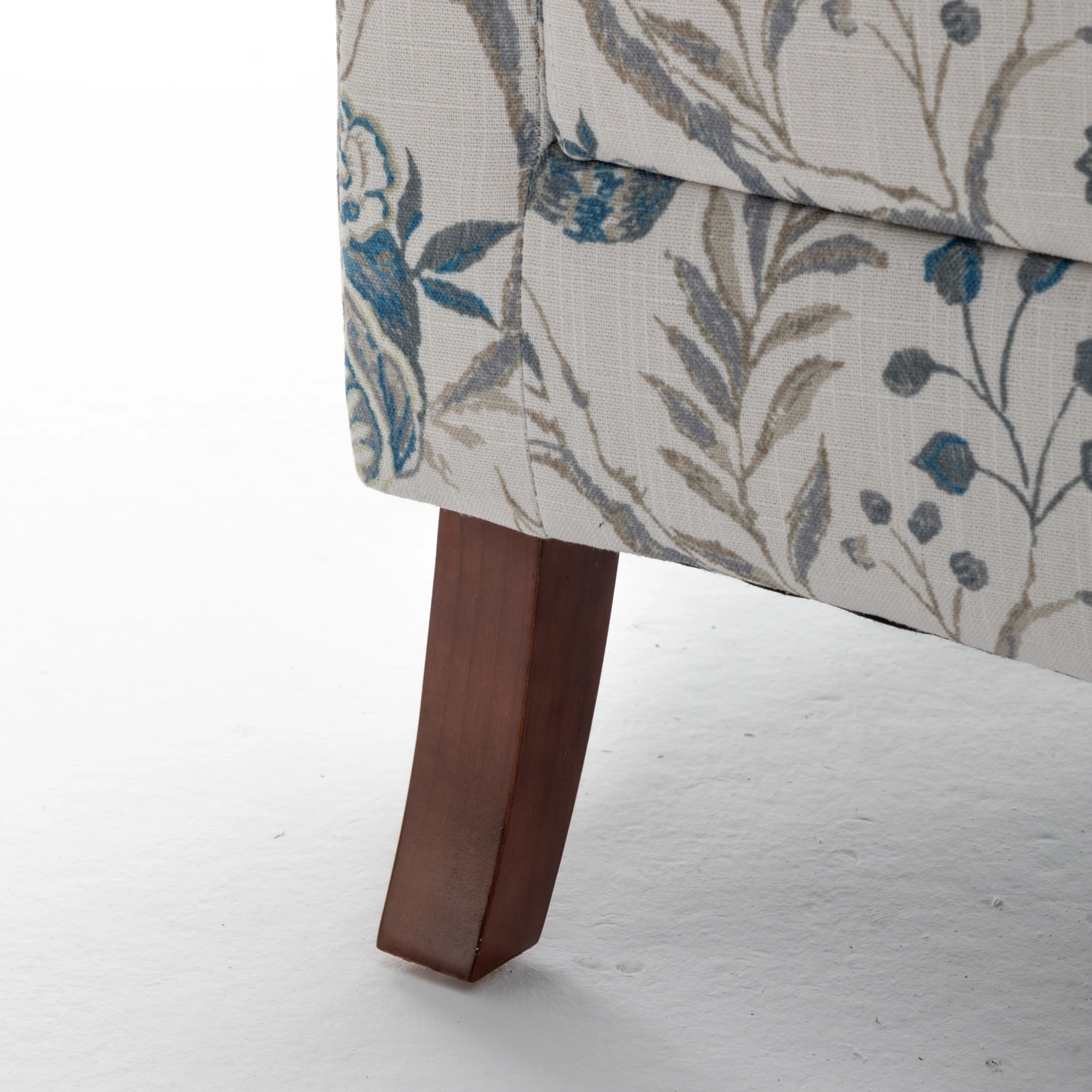 Modern Accent Chair with Retro Wood Legs, Comfy Upholstered Armchair, Floral Design Single Sofa Chair for Living Room Bedroom Office - Floral Blue view 20