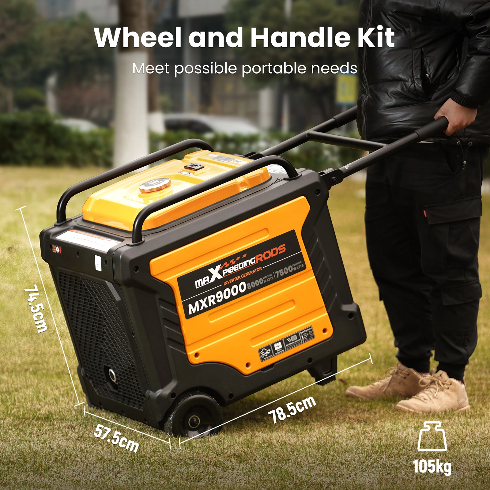 7500W Petrol Inverter Generator Portable, Electric Start w/ ATS Interface & Wheels view 3