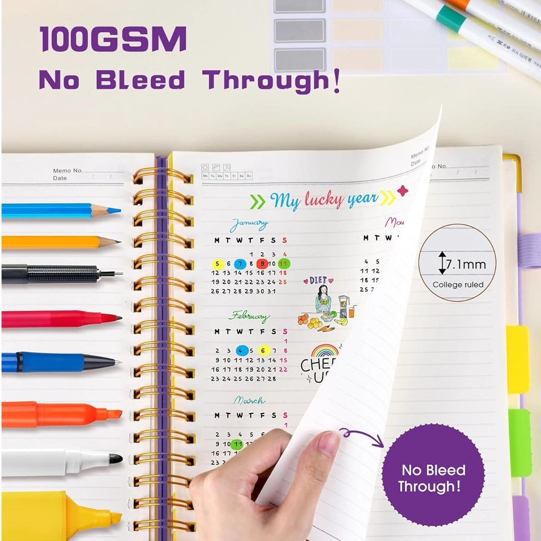 Extra Large Hardcover Spiral Notebook 300 Pages with Removable Dividers & Tabs, A3 Lined Journal for School Office UK view 4