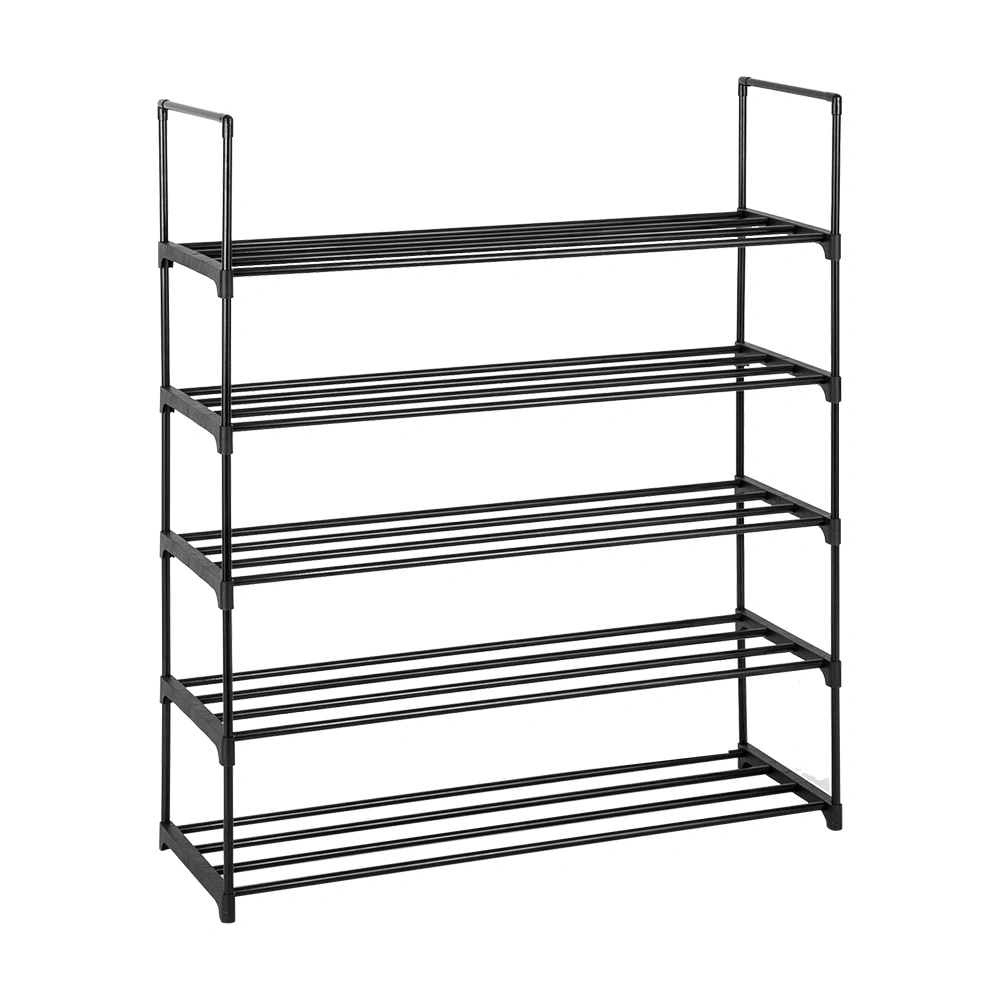 5 Tiers Shoe Rack Tower, Black Metal Shoe Storage Organizer Shelf for Bedroom Entryway Hallway Closet, Space Saving Shoe Rack view 2