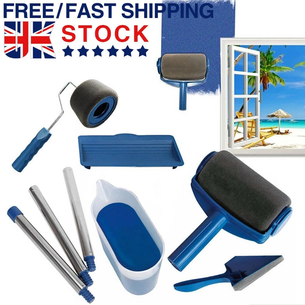 Paint Runner Pro 8Pcs Paint Roller Brush Set, Wall Painting Home Decor Tools with Handle