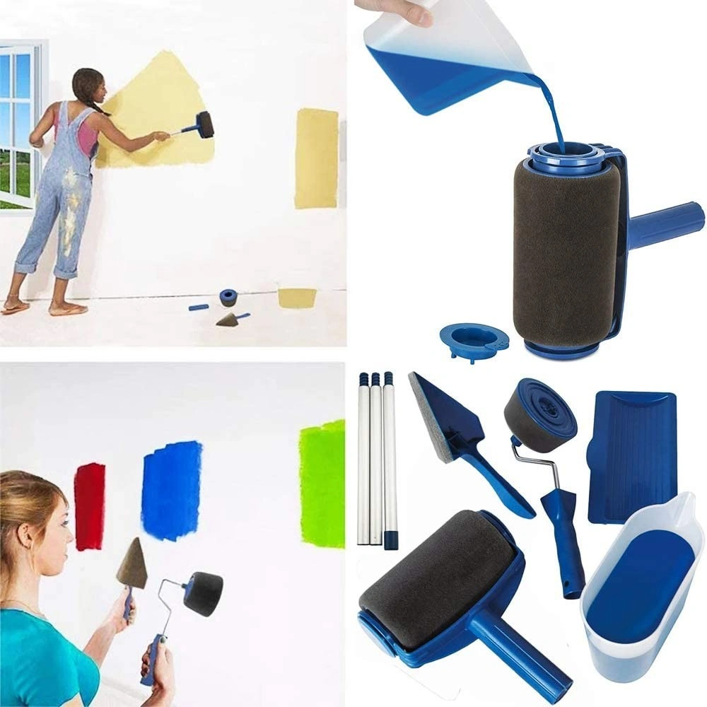 Paint Runner Pro 8Pcs Paint Roller Brush Set, Wall Painting Home Decor Tools with Handle view 5