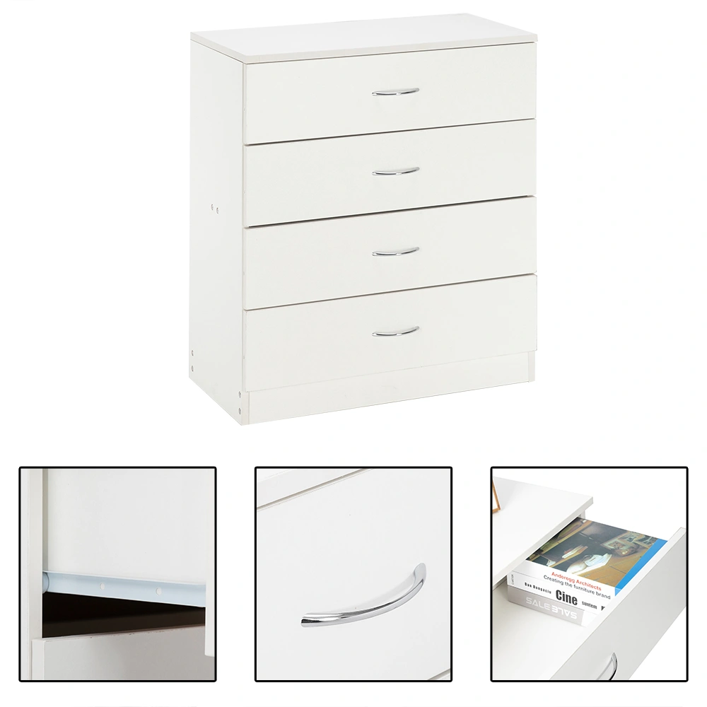 MDF Wood Simple 4-Drawer Dresser White view 10