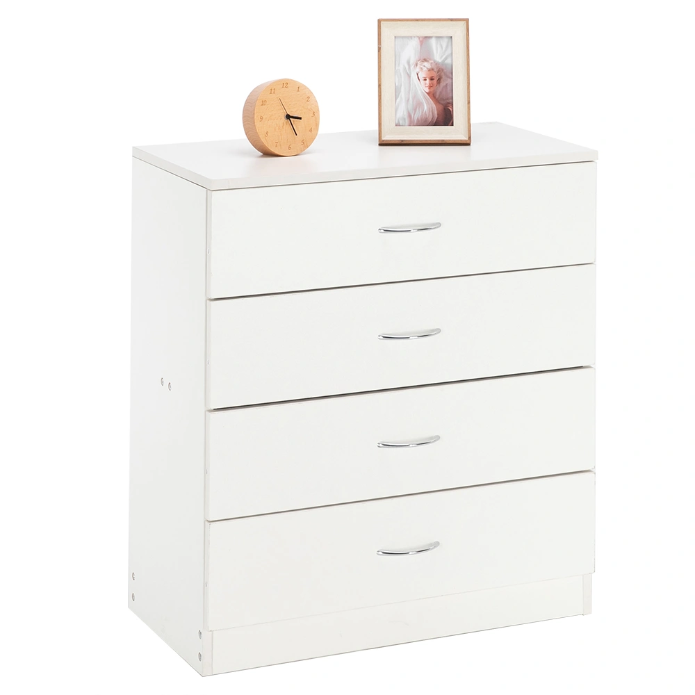 MDF Wood Simple 4-Drawer Dresser White view 3