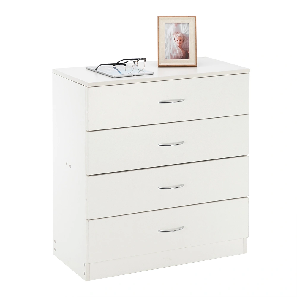 MDF Wood Simple 4-Drawer Dresser White view 6