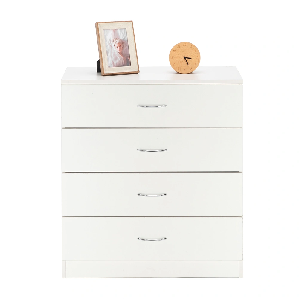 MDF Wood Simple 4-Drawer Dresser White view 9
