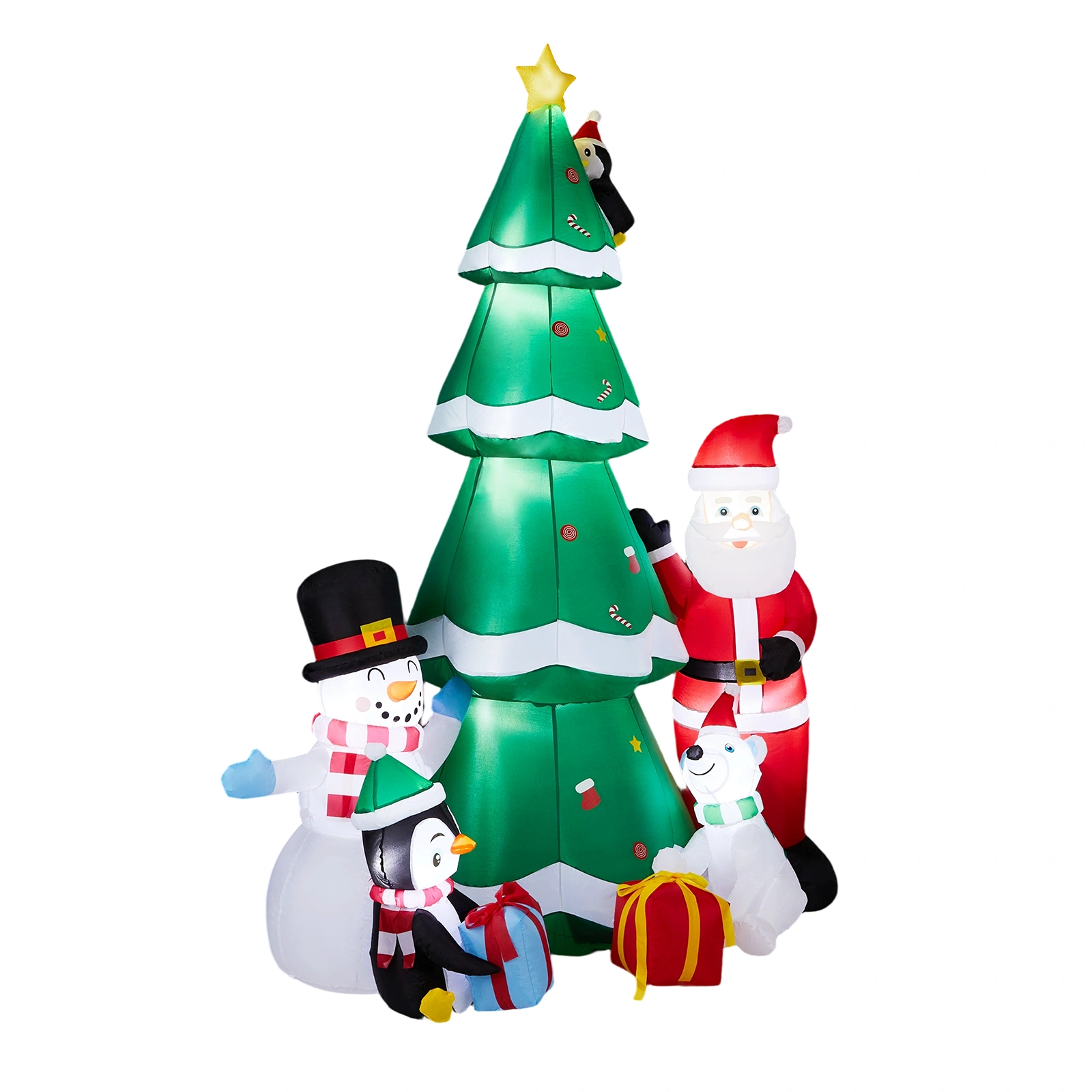 7.5FT Lighted Christmas Inflatable Decoration, Inflatable Christmas Tree with Santa and Snowman, Funny Blow Up Yard Decorations with Built-in LED Lights for Holiday Party Front Yard Lawn Garden Decor view 3