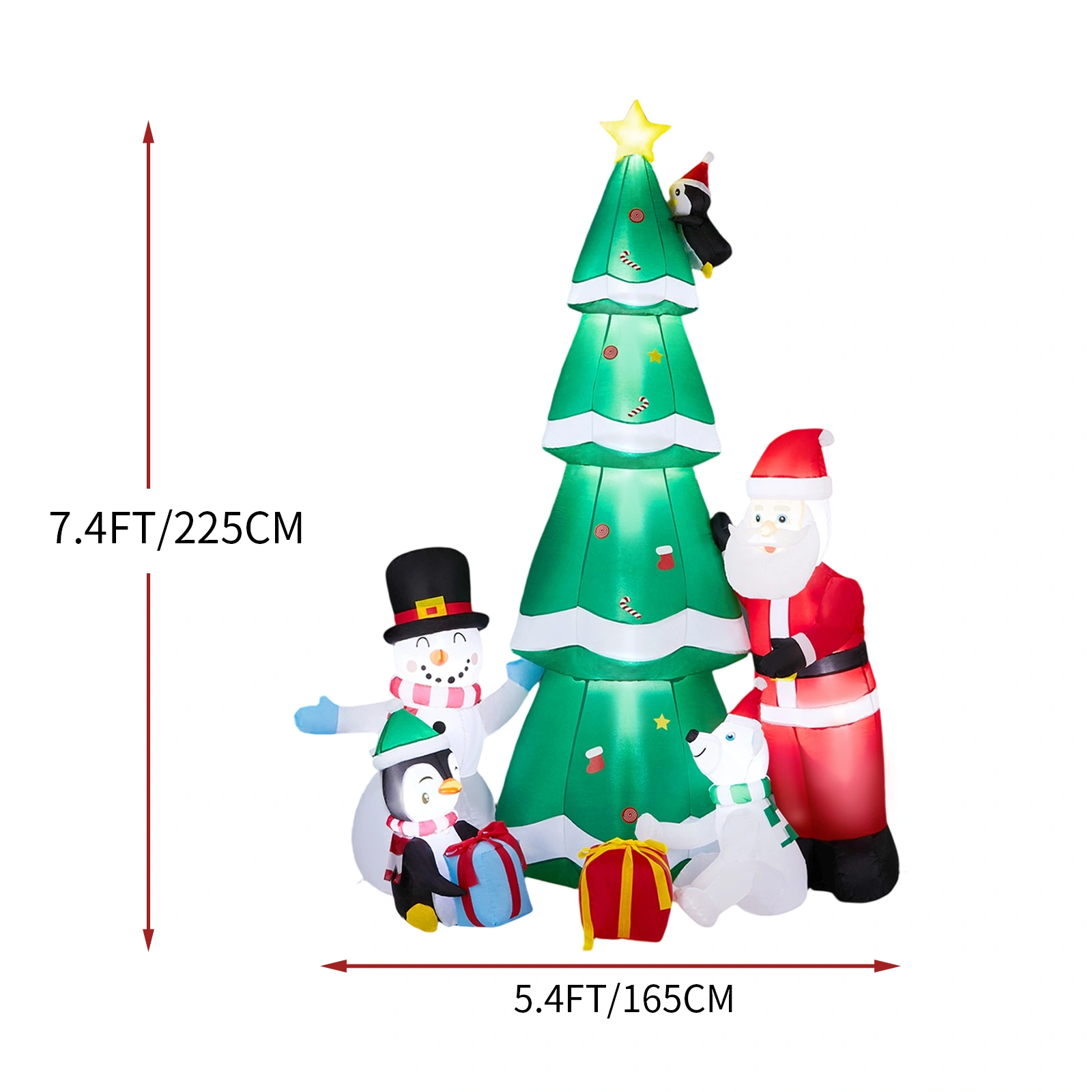 7.5FT Lighted Christmas Inflatable Decoration, Inflatable Christmas Tree with Santa and Snowman, Funny Blow Up Yard Decorations with Built-in LED Lights for Holiday Party Front Yard Lawn Garden Decor view 5