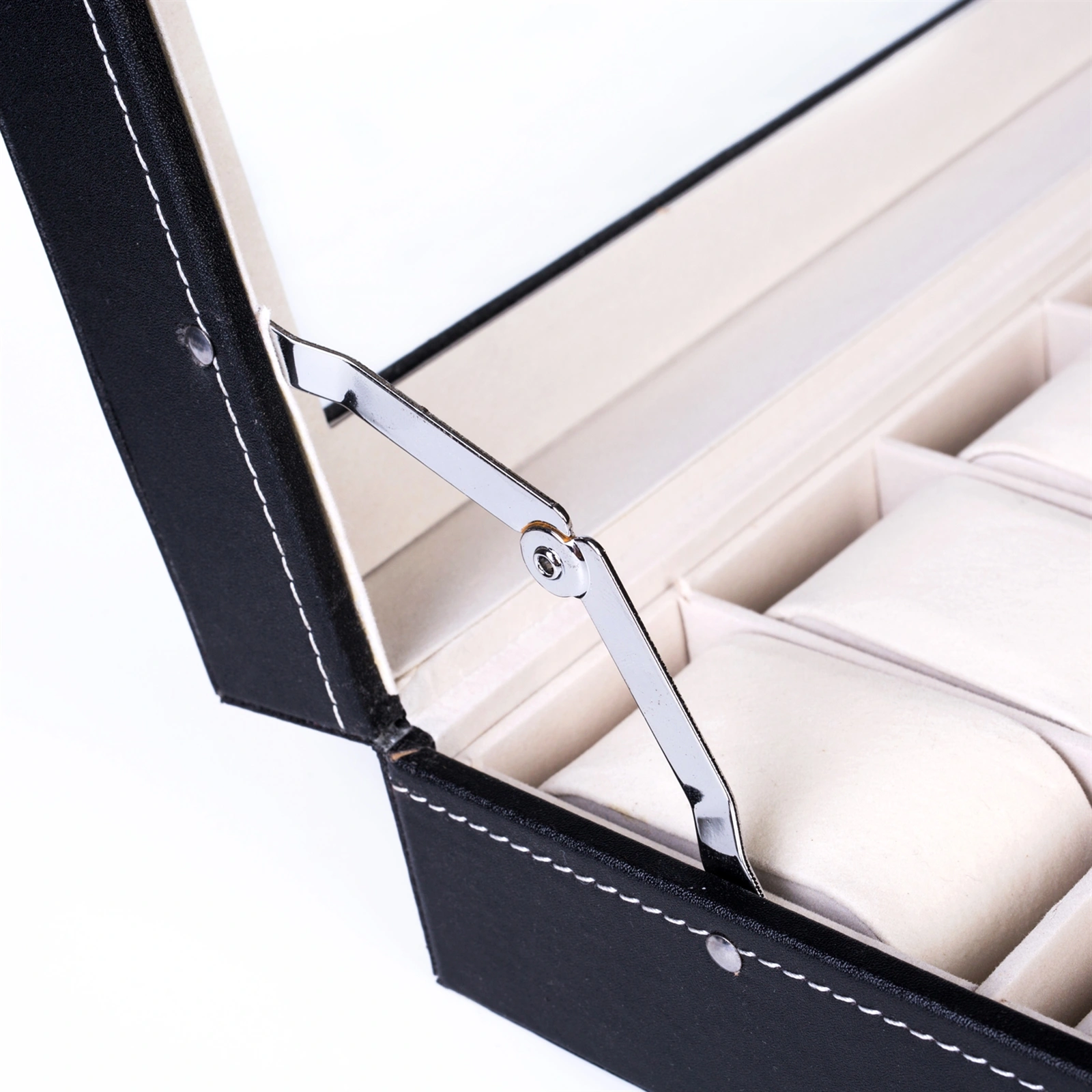 24 Compartments Top-level Opening Style Leather Watch Collection Box Black view 10