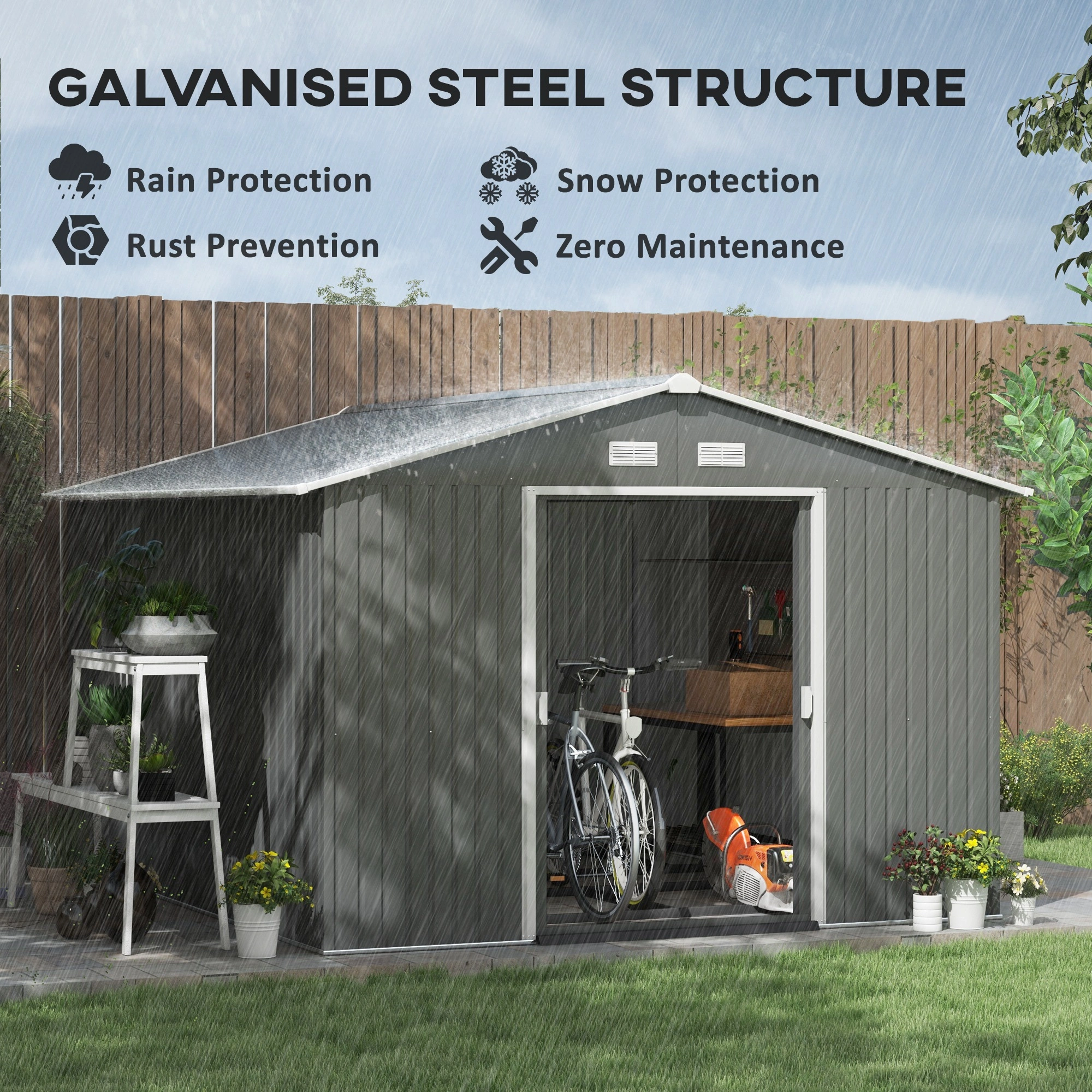 Heavy-Duty Garden Shed - Large Outdoor Tool & Equipment Storage