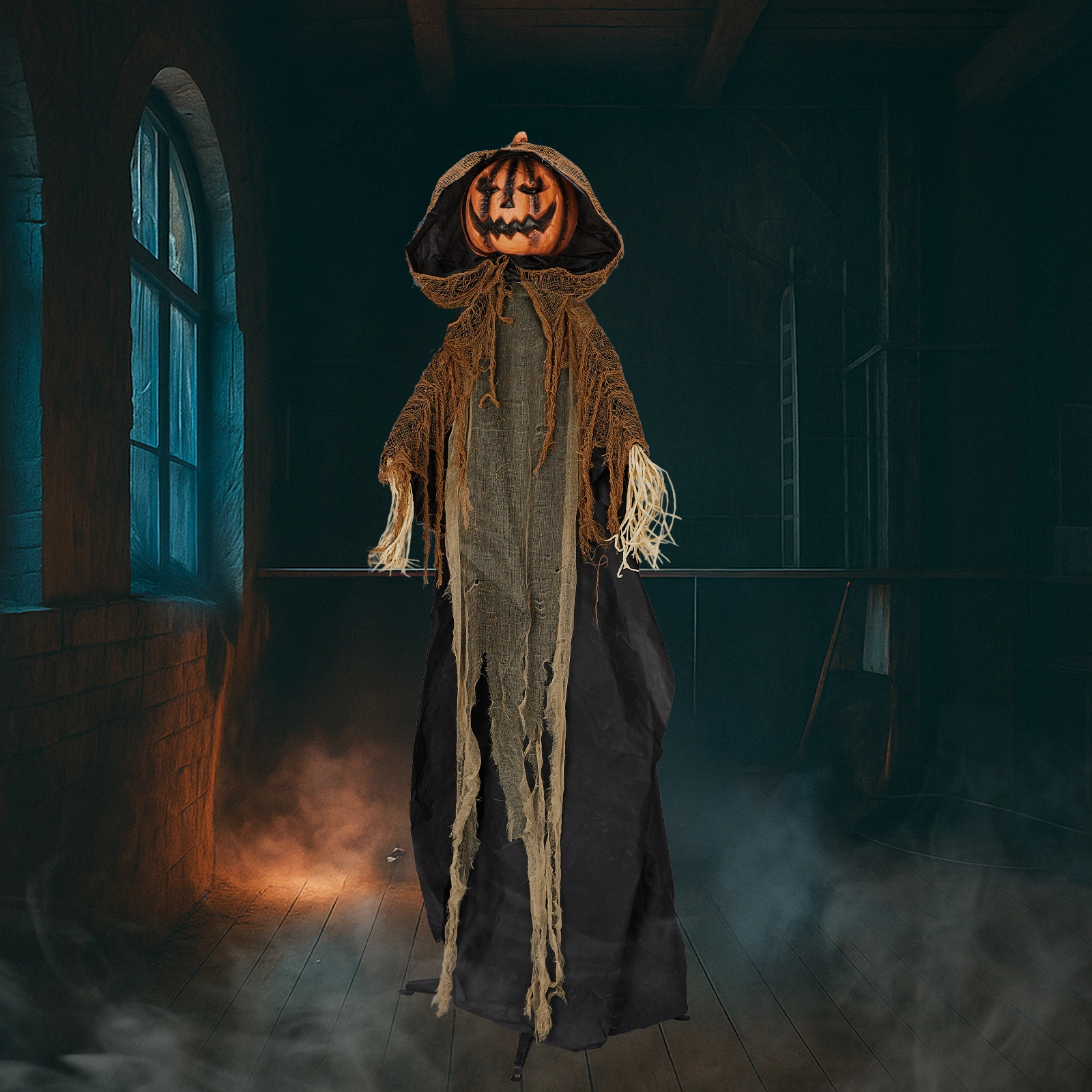 5.8ft Halloween Decorations Outdoor Life Size Animatronics Pumpkin Ghost, Sound-Actived Party Decor with Creepy Sound, Scary Haunted House Props for Garden Yard Lawn view 10