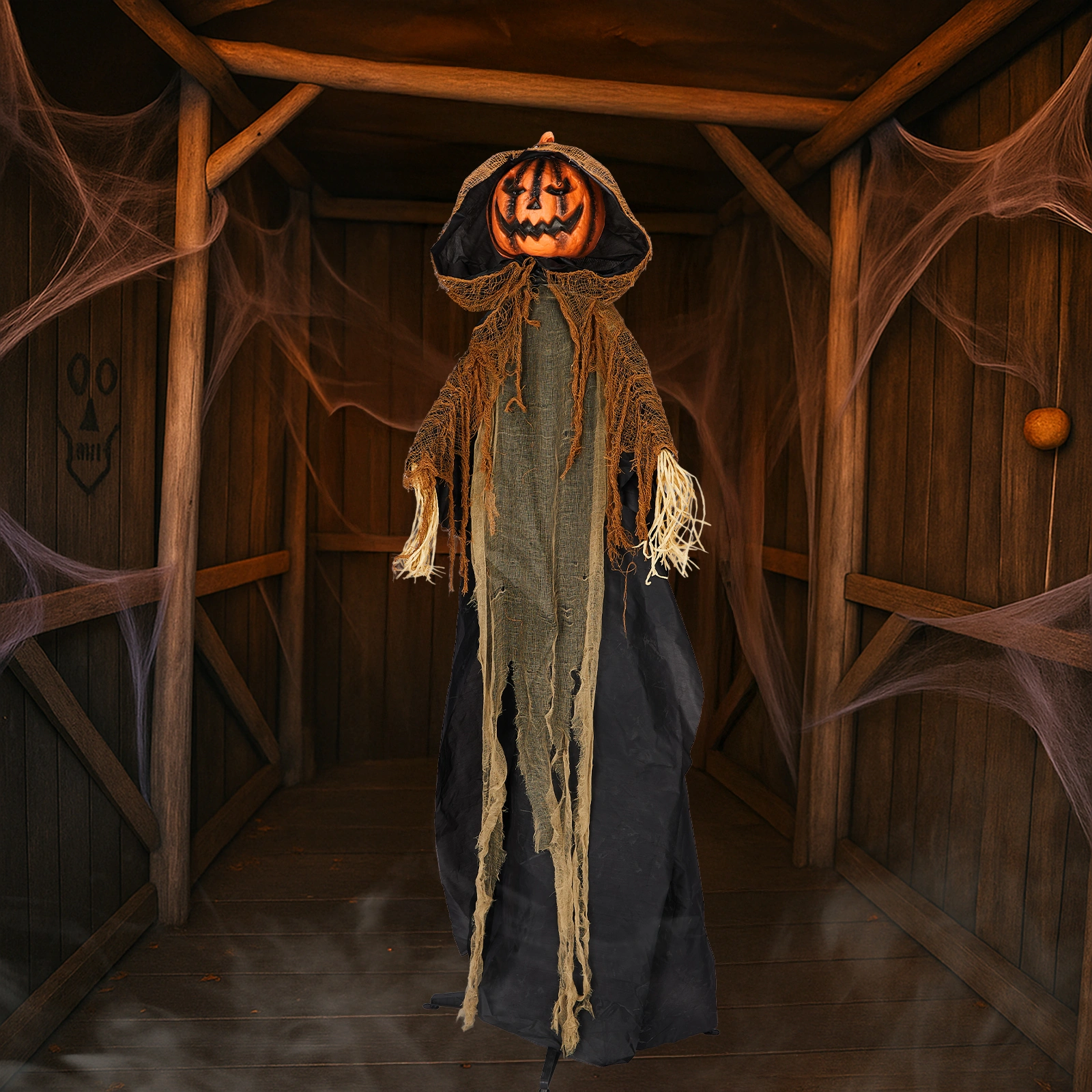 5.8ft Halloween Decorations Outdoor Life Size Animatronics Pumpkin Ghost, Sound-Actived Party Decor with Creepy Sound, Scary Haunted House Props for Garden Yard Lawn view 11