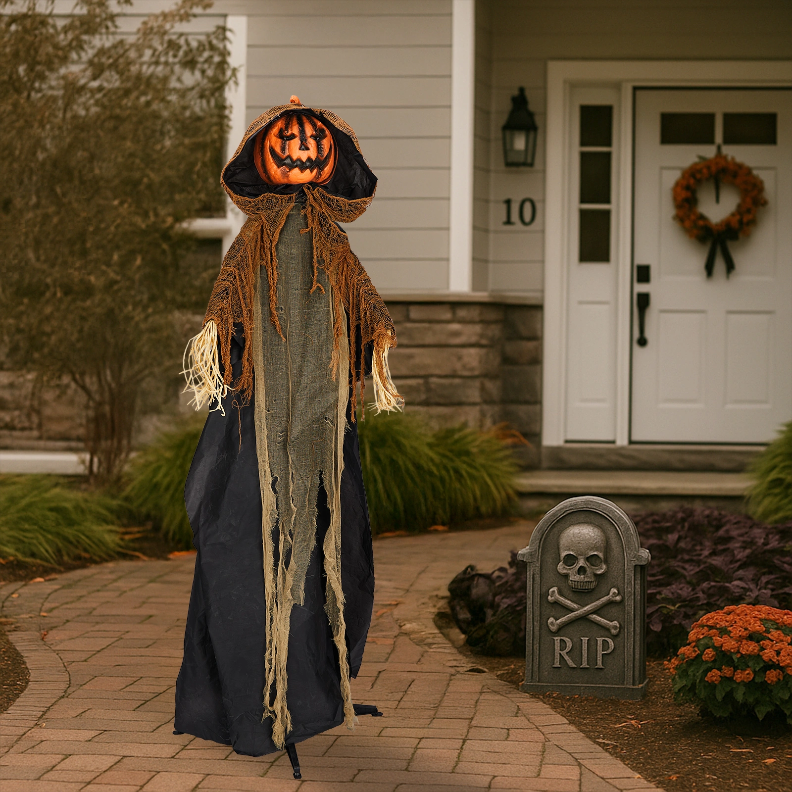 5.8ft Halloween Decorations Outdoor Life Size Animatronics Pumpkin Ghost, Sound-Actived Party Decor with Creepy Sound, Scary Haunted House Props for Garden Yard Lawn view 12