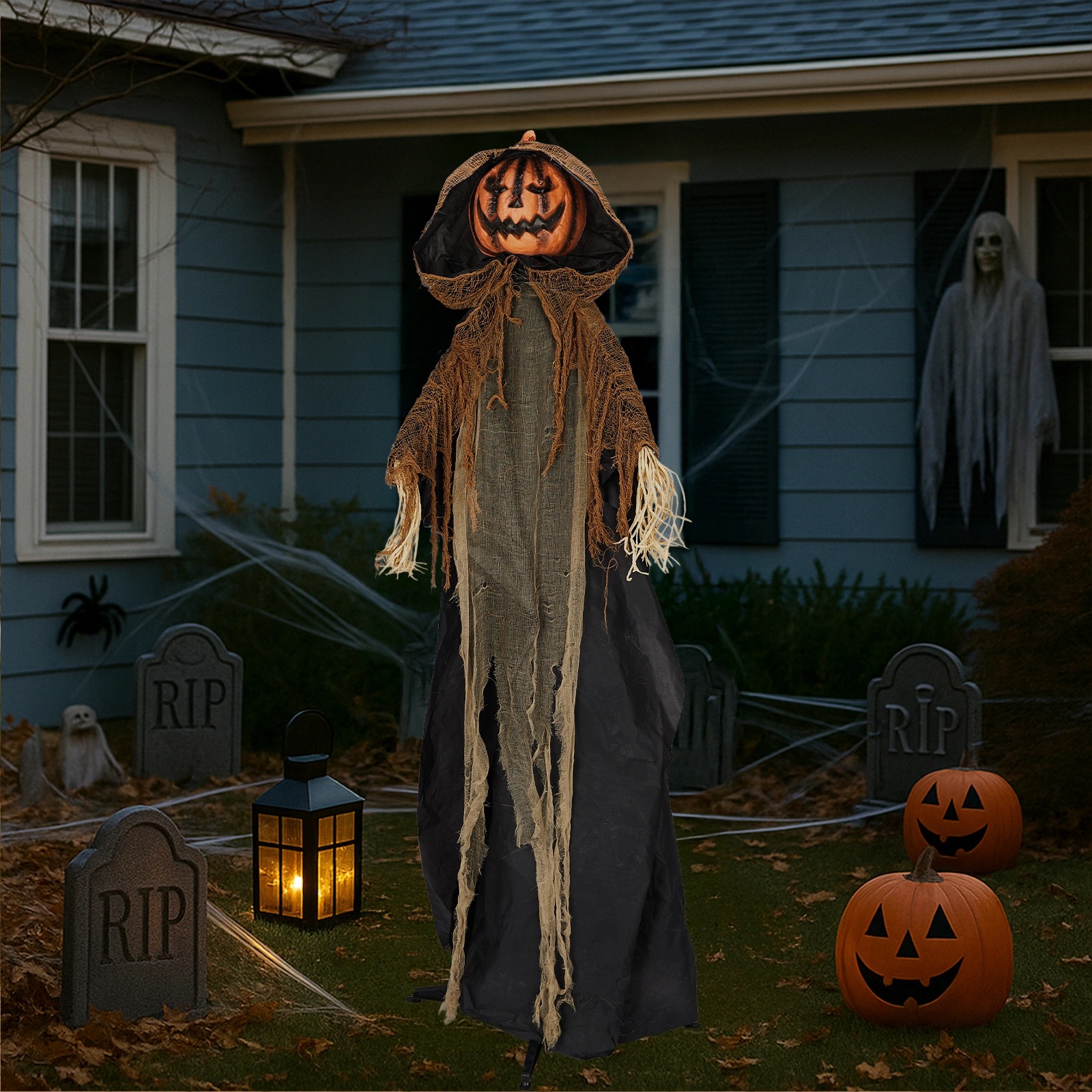 5.8ft Halloween Decorations Outdoor Life Size Animatronics Pumpkin Ghost, Sound-Actived Party Decor with Creepy Sound, Scary Haunted House Props for Garden Yard Lawn view 13