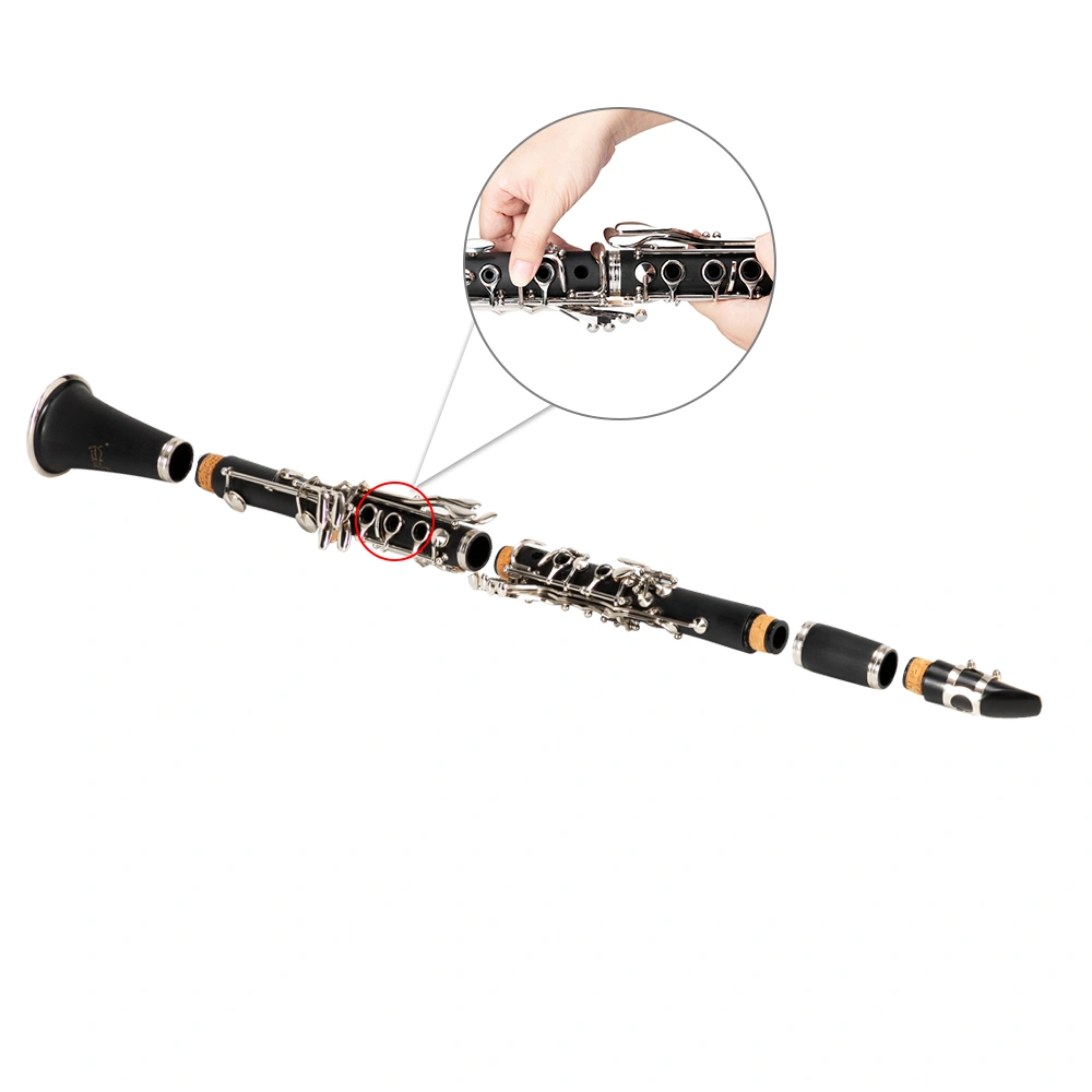 17 Keys Flat B Black Clarinet with Two Mouthpieces Connector for Beginner Student view 22
