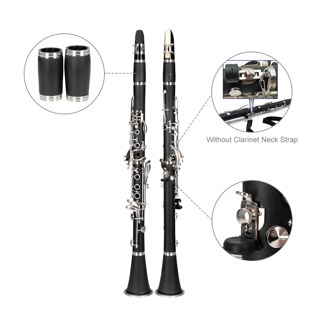 17 Keys Flat B Black Clarinet with Two Mouthpieces Connector for Beginner Student view 30