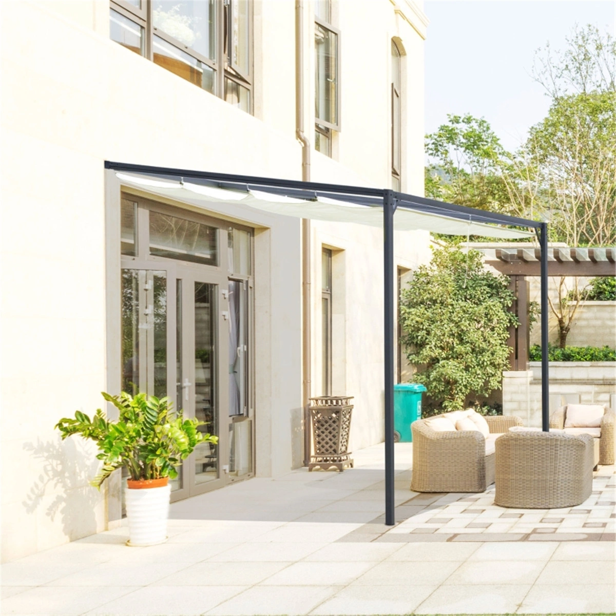 Retractable Pergola Canopy 10x12 UV Resistant Waterproof Outdoor Gazebo Cover Replacement