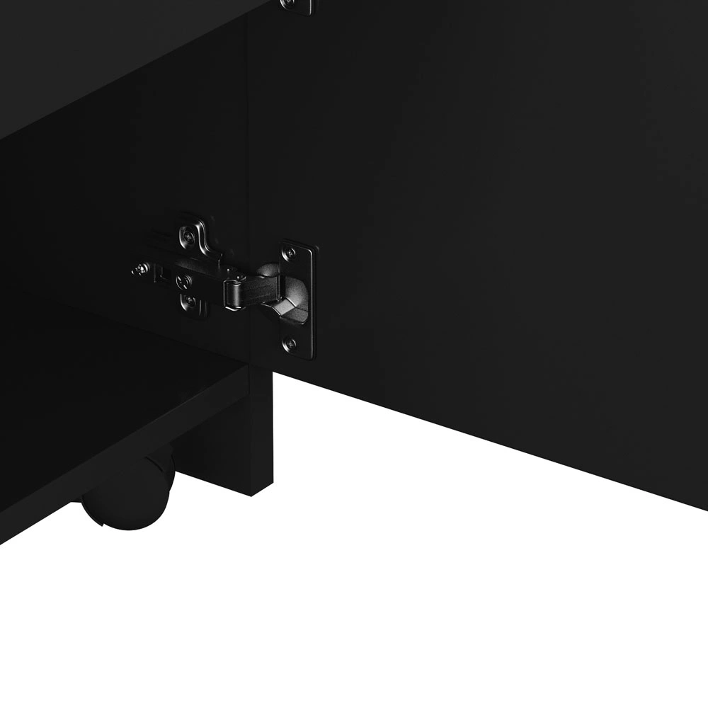 Salon Wood Rolling Drawer Cabinet Trolley Spa 3-layer Cabinet Equipment with A Lock Black view 3