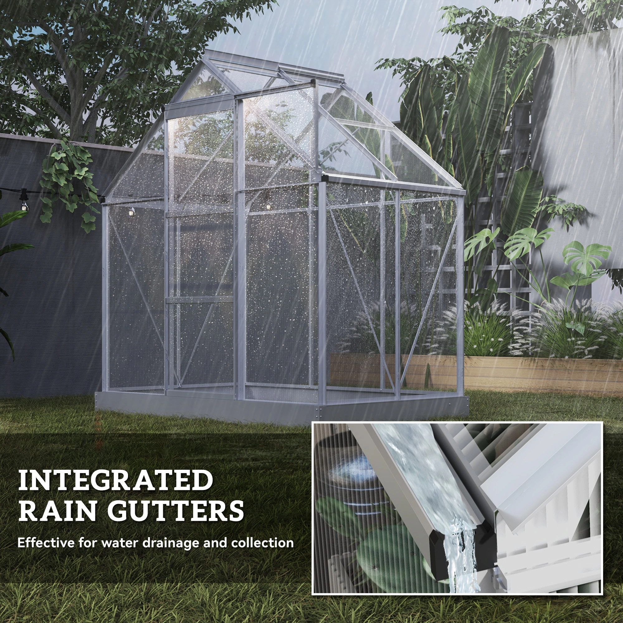 Professional Walk-in Tunnel Greenhouse - 10x6ft Heavy Gauge Steel Frame, Double-Layer Polycarbonate Panels, Adjustable Vents view 3