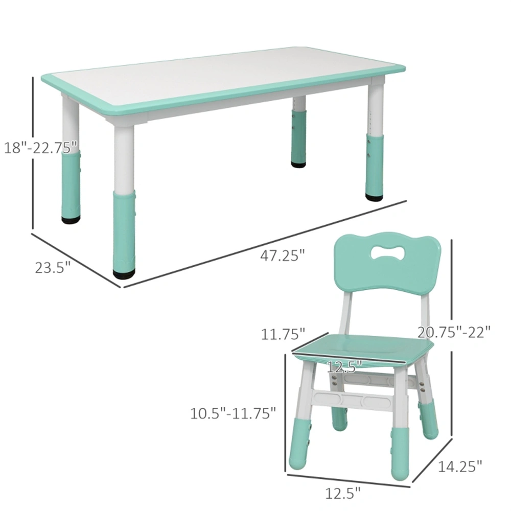 Kids Desk and Chair Set, Adjustable Height Study Table and Ergonomic Seat, Children Workspace for Bedroom, Playroom, School view 3