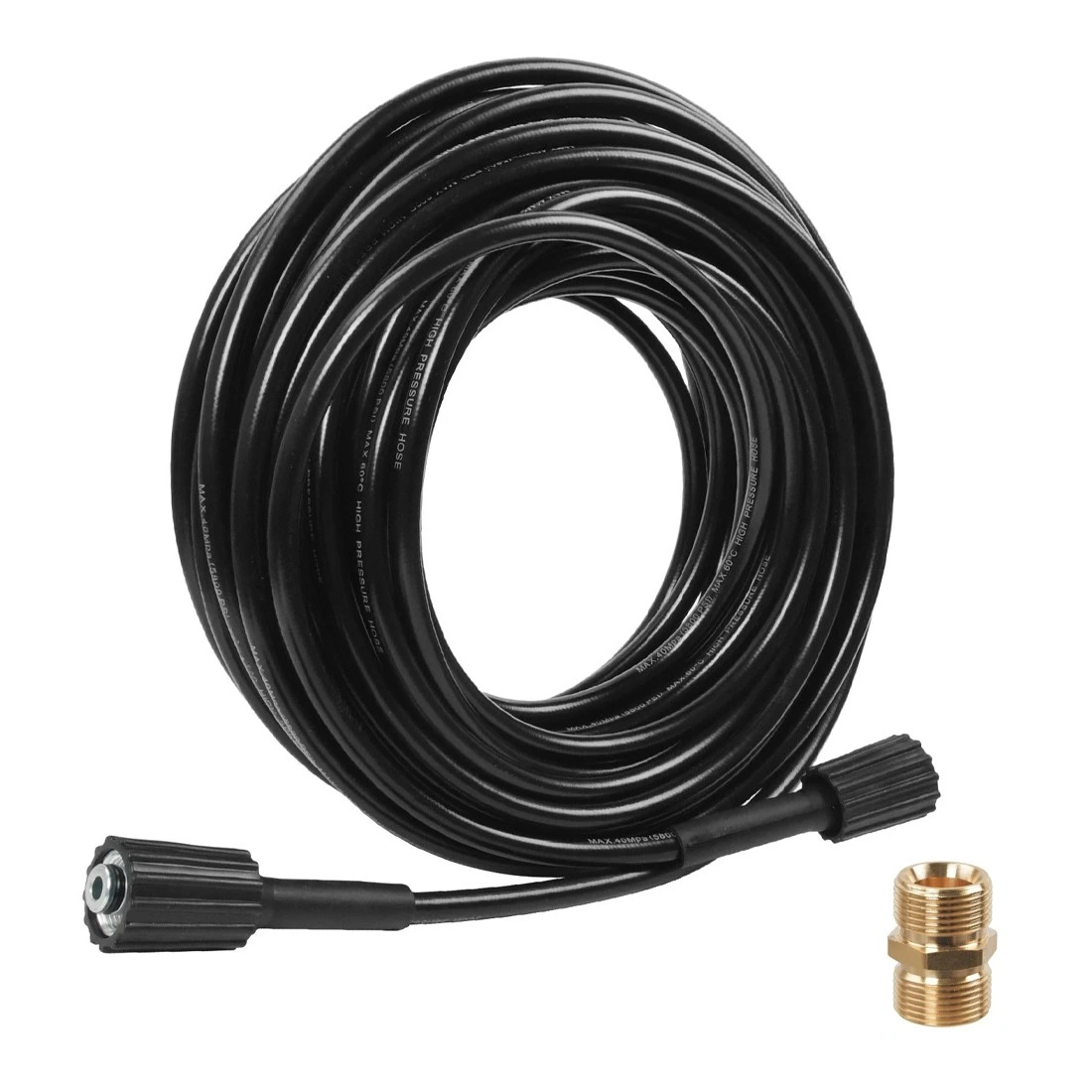 20m High Pressure Washer Hose, M22-14 Series, Braided Reinforced Spray Gun Extension Pipe with Copper Threaded Connector view 3