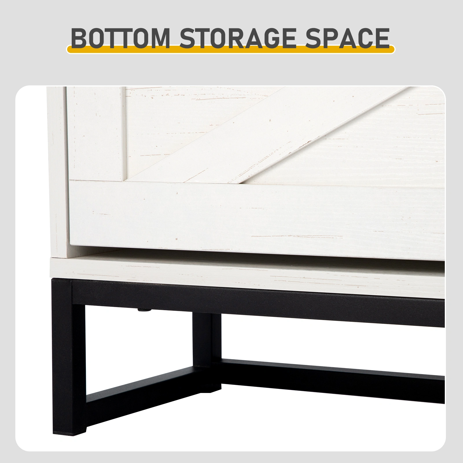 Barn door three-drawer cabinet with top panel; shoe cabinet; particleboard; 80*24*145cm; distressed white view 10