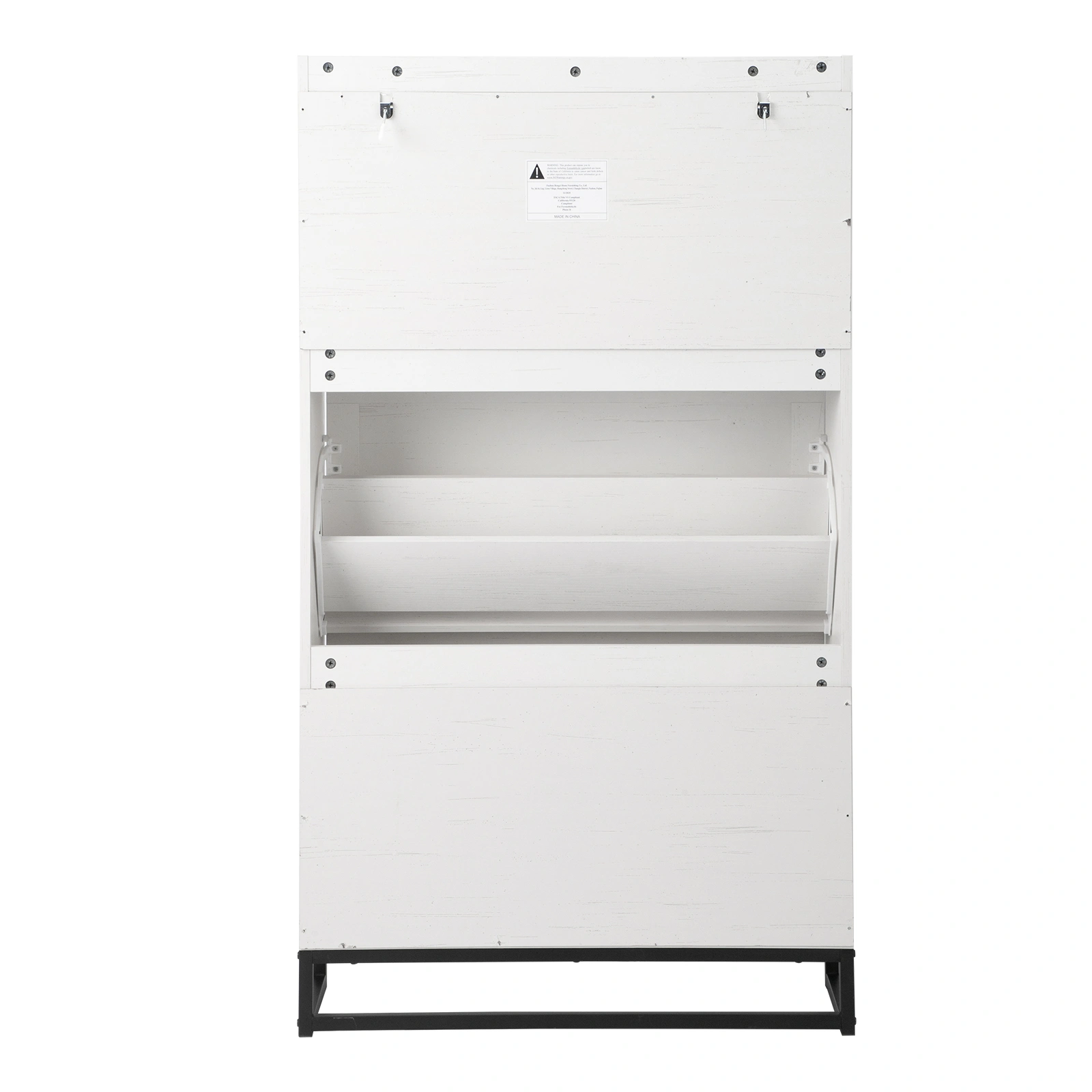 Barn door three-drawer cabinet with top panel; shoe cabinet; particleboard; 80*24*145cm; distressed white view 2