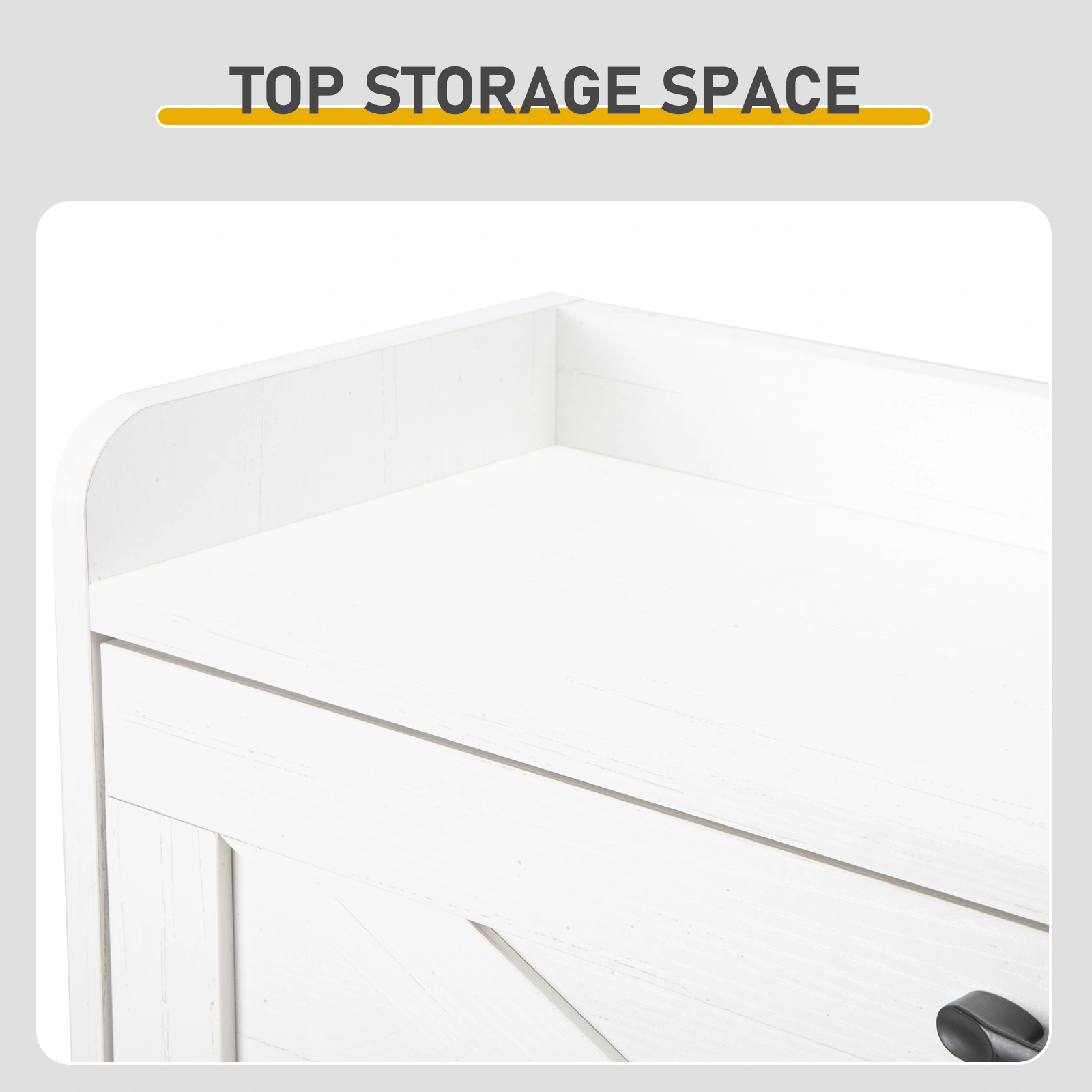 Barn door three-drawer cabinet with top panel; shoe cabinet; particleboard; 80*24*145cm; distressed white view 8