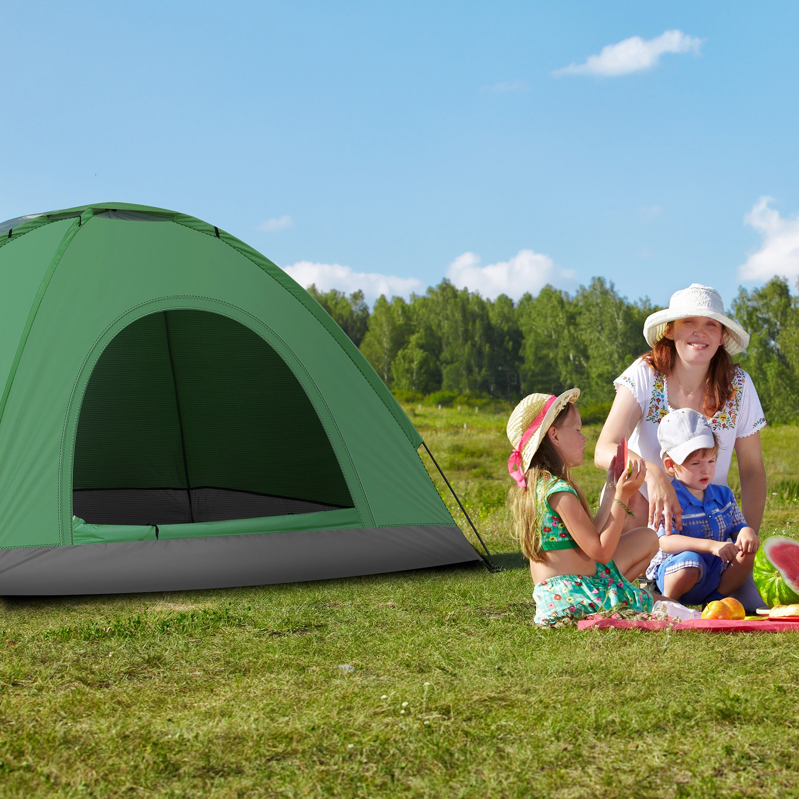 3-4 Person Camping Dome Tent Army Green view 10