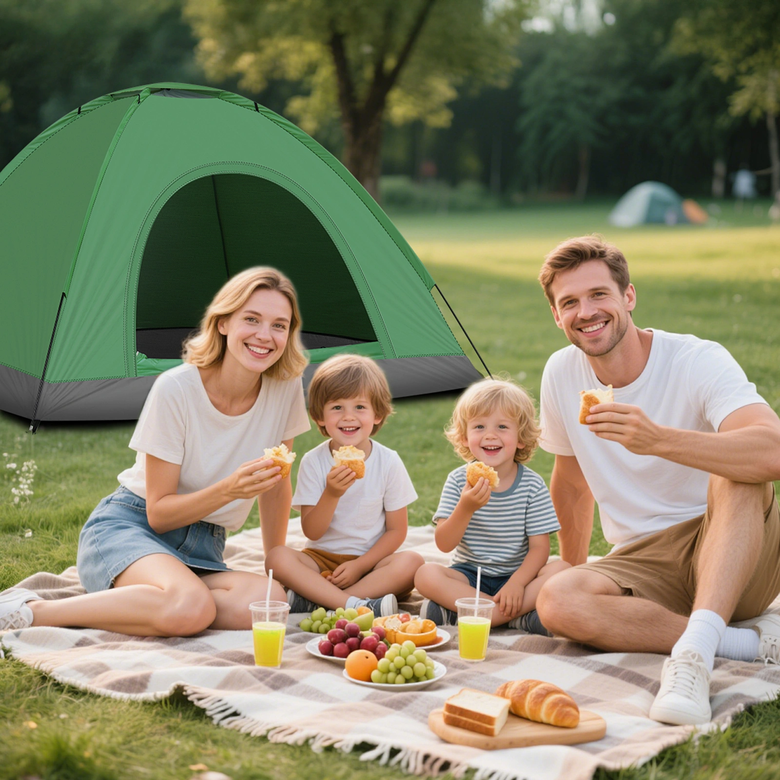 3-4 Person Camping Dome Tent Army Green view 9
