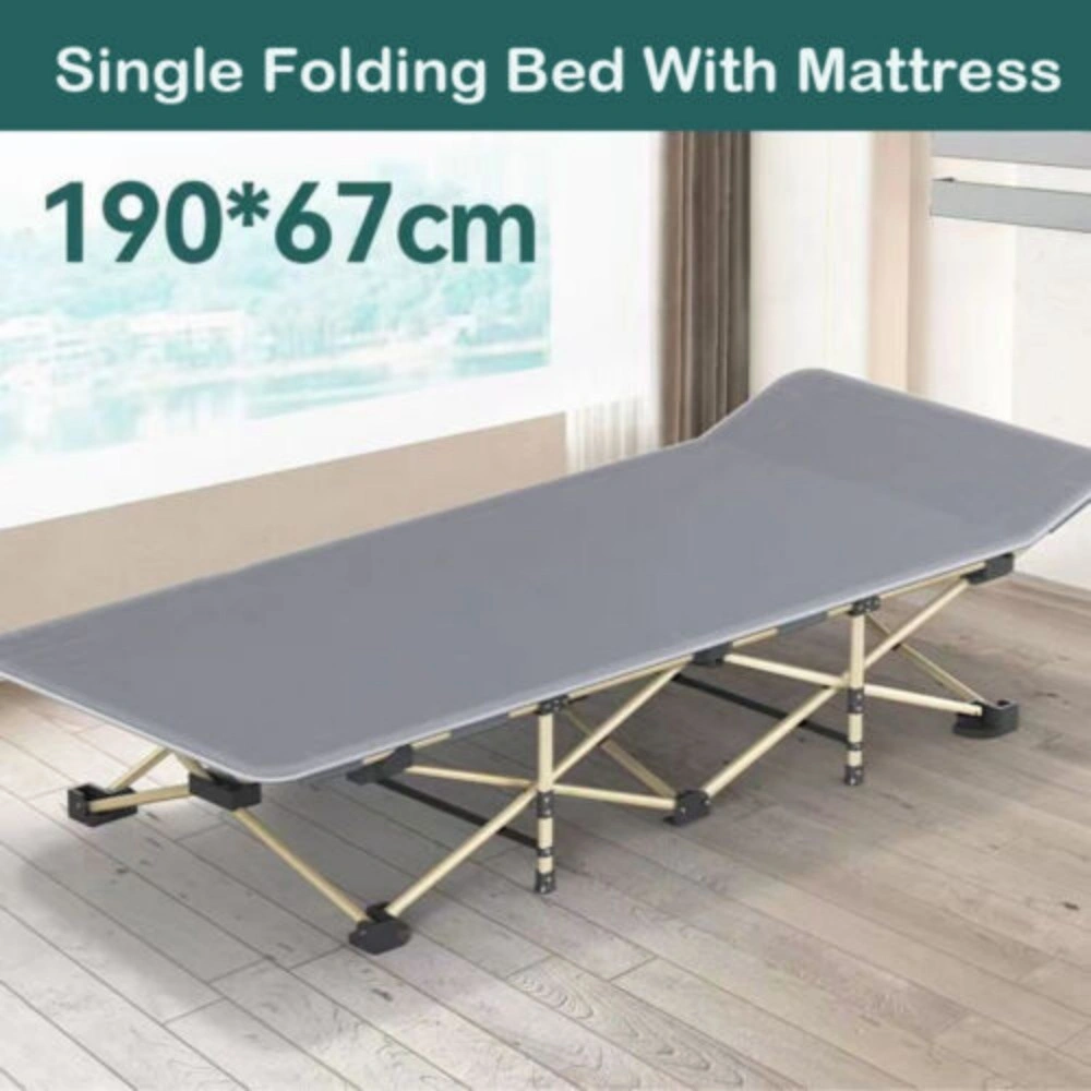 Heavy Duty Single Folding Bed Lightweight Portable Guest Camp Travel Daybed Mattress Ready