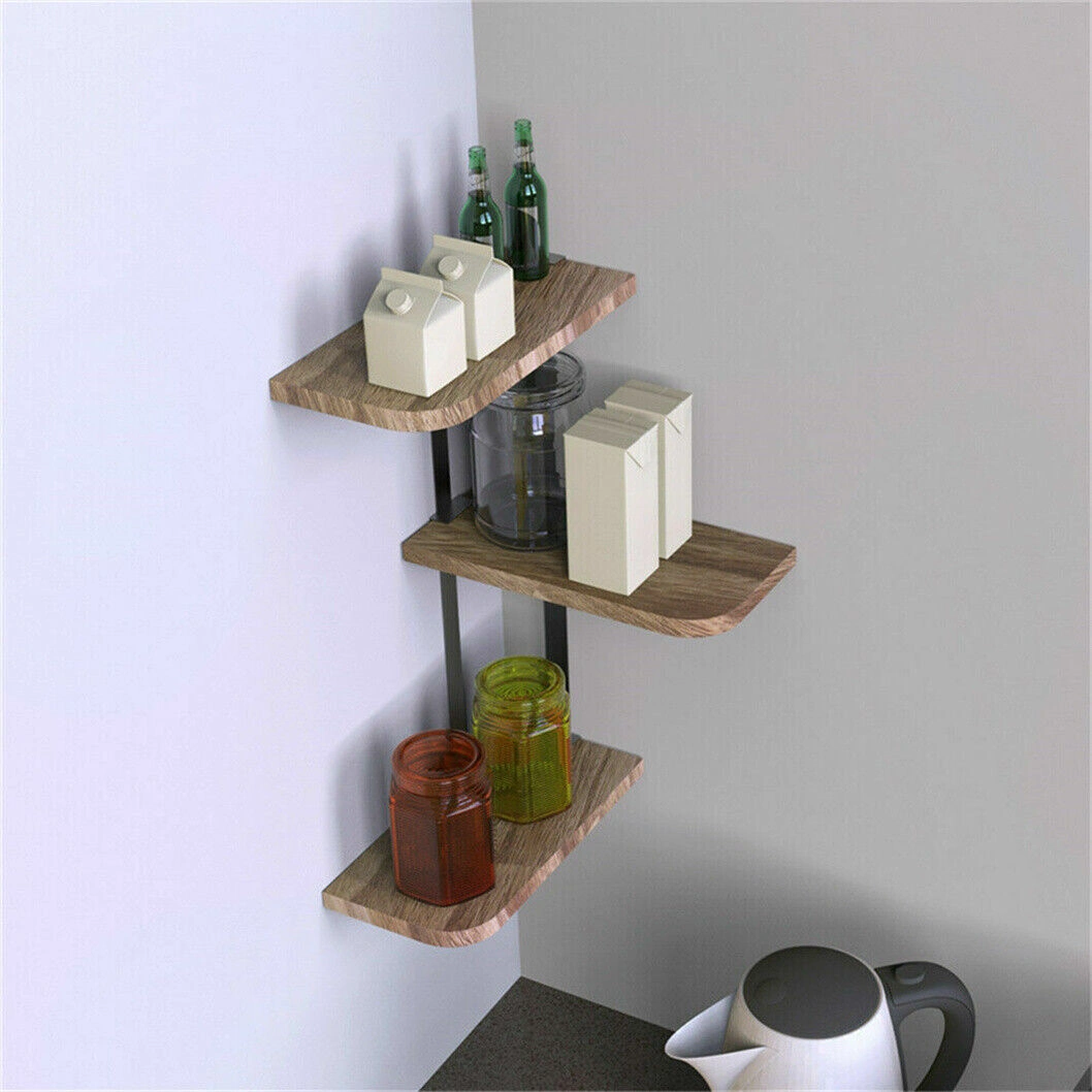 3 Tier Lucca Corner Shelf Modern Floating Wall Shelves Storage Display Shelving view 3
