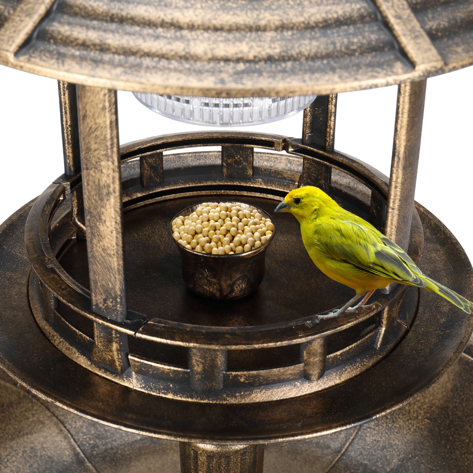 51*51*106cm Plastic Round Birdbath with Solar Light Bronze view 18