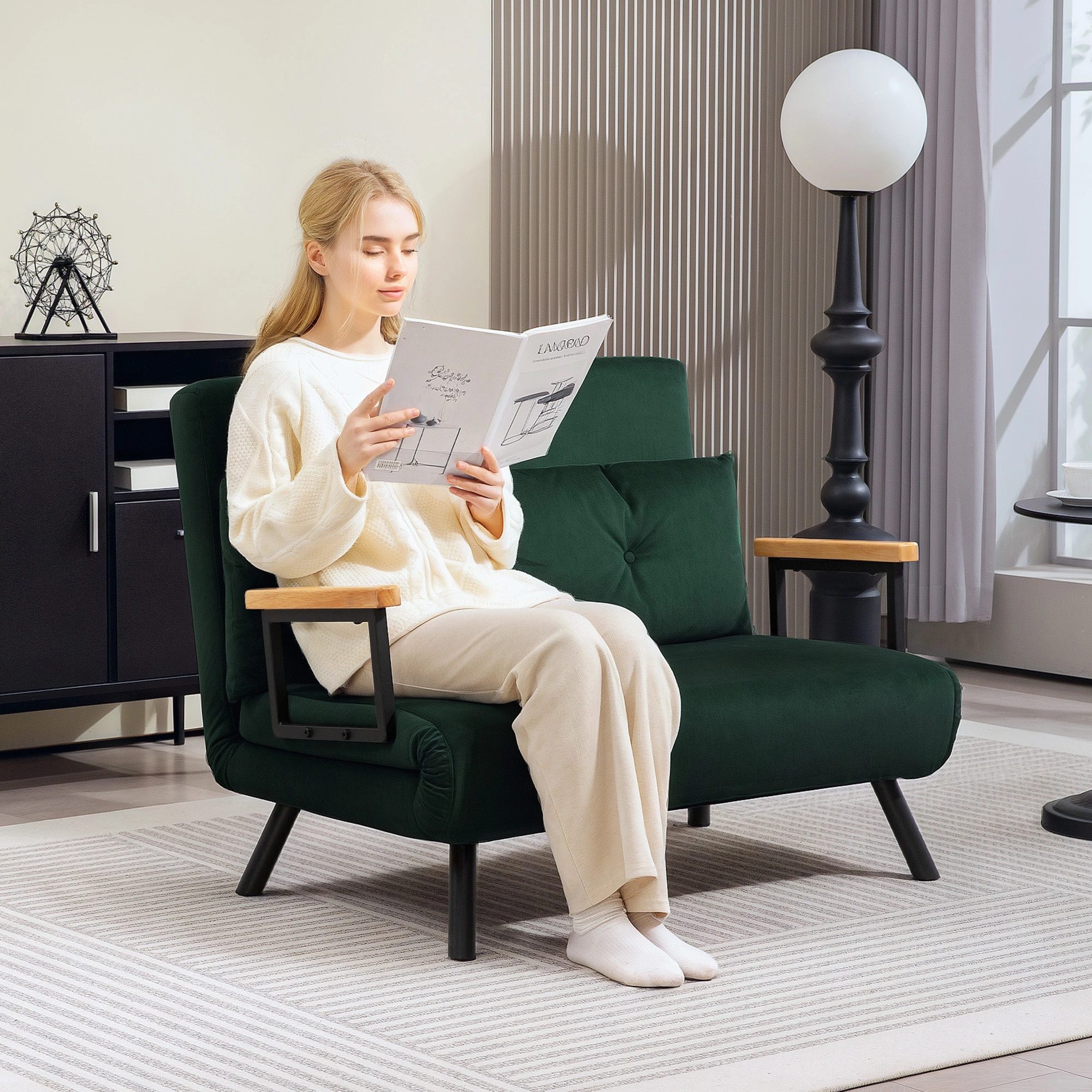 Cozy Sofa Chair with Plush Backrest, Small Space Accent Chair for Bedroom Reading Nook