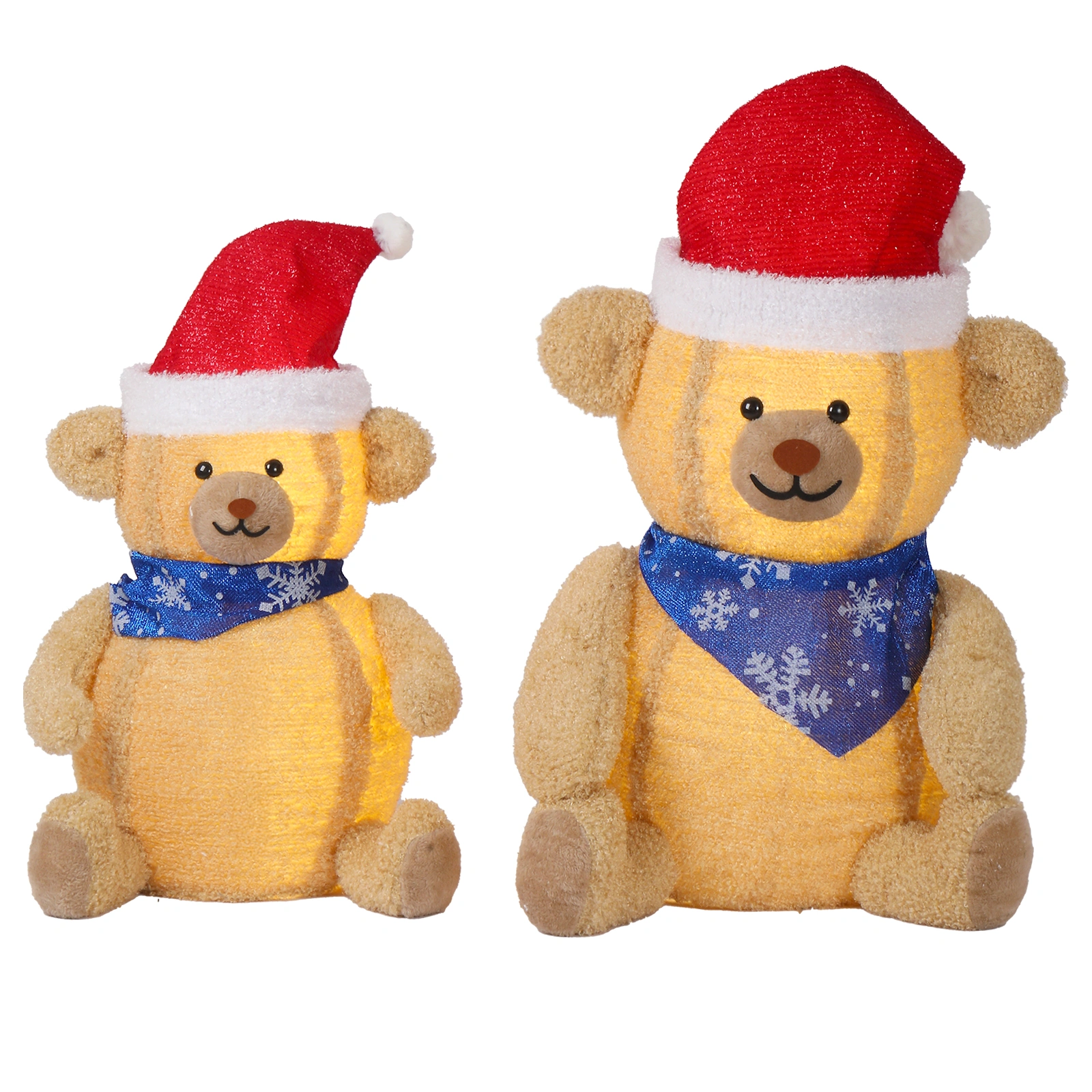 Set of 2 Lighted Plush Bear Christmas Decorations, Pre-lit Pull Up Holiday Decor with 60 Warm White LED Lights for Xmas Outdoor Indoor Decor Lighted Holiday Displays view 2