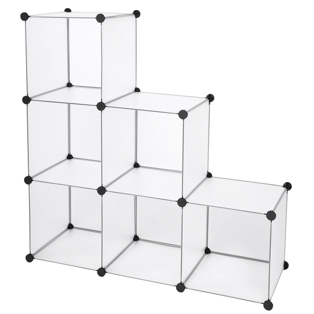 White 6-Cube Storage Organizer Shelf, DIY Modular Closet Cabinet System for Bedroom Living Room